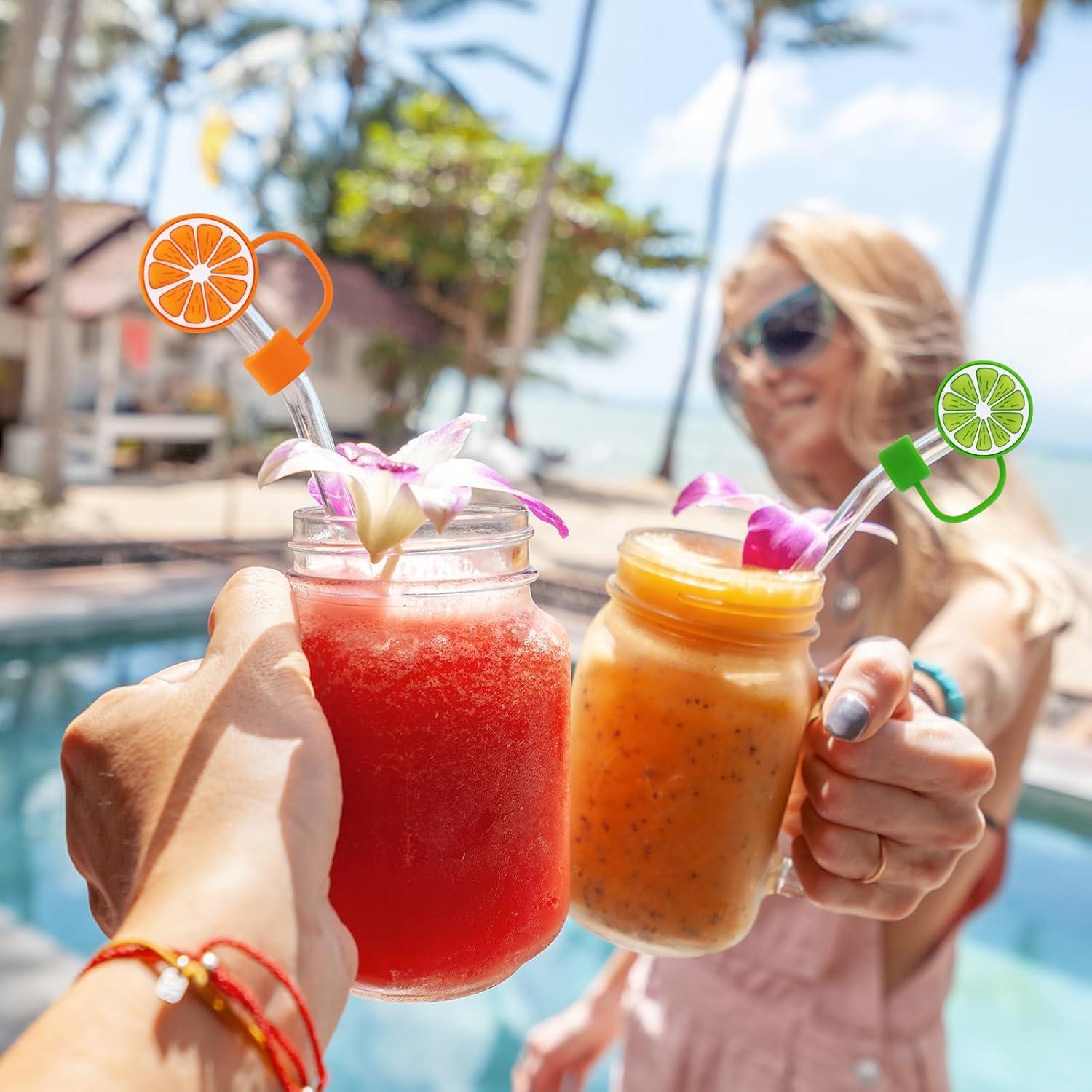 imageWhaline 4Pcs Fall Maple Leaf Straw Cover Cap Pink Orange Reusable Silicone Straw Topper 10 Mm04 Inch Straws Tip Lid Protector for Autumn Thanksgiving Party Favors SuppliesLemon