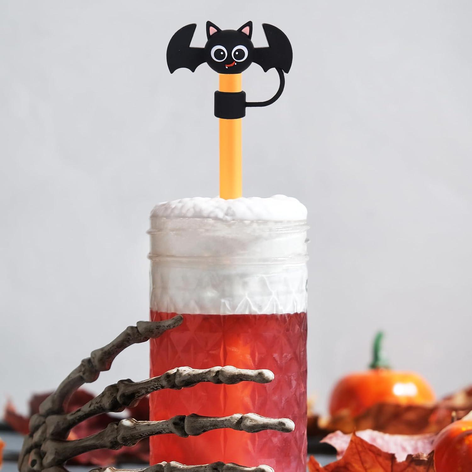 imageWhaline 4Pcs Fall Maple Leaf Straw Cover Cap Pink Orange Reusable Silicone Straw Topper 10 Mm04 Inch Straws Tip Lid Protector for Autumn Thanksgiving Party Favors SuppliesBat