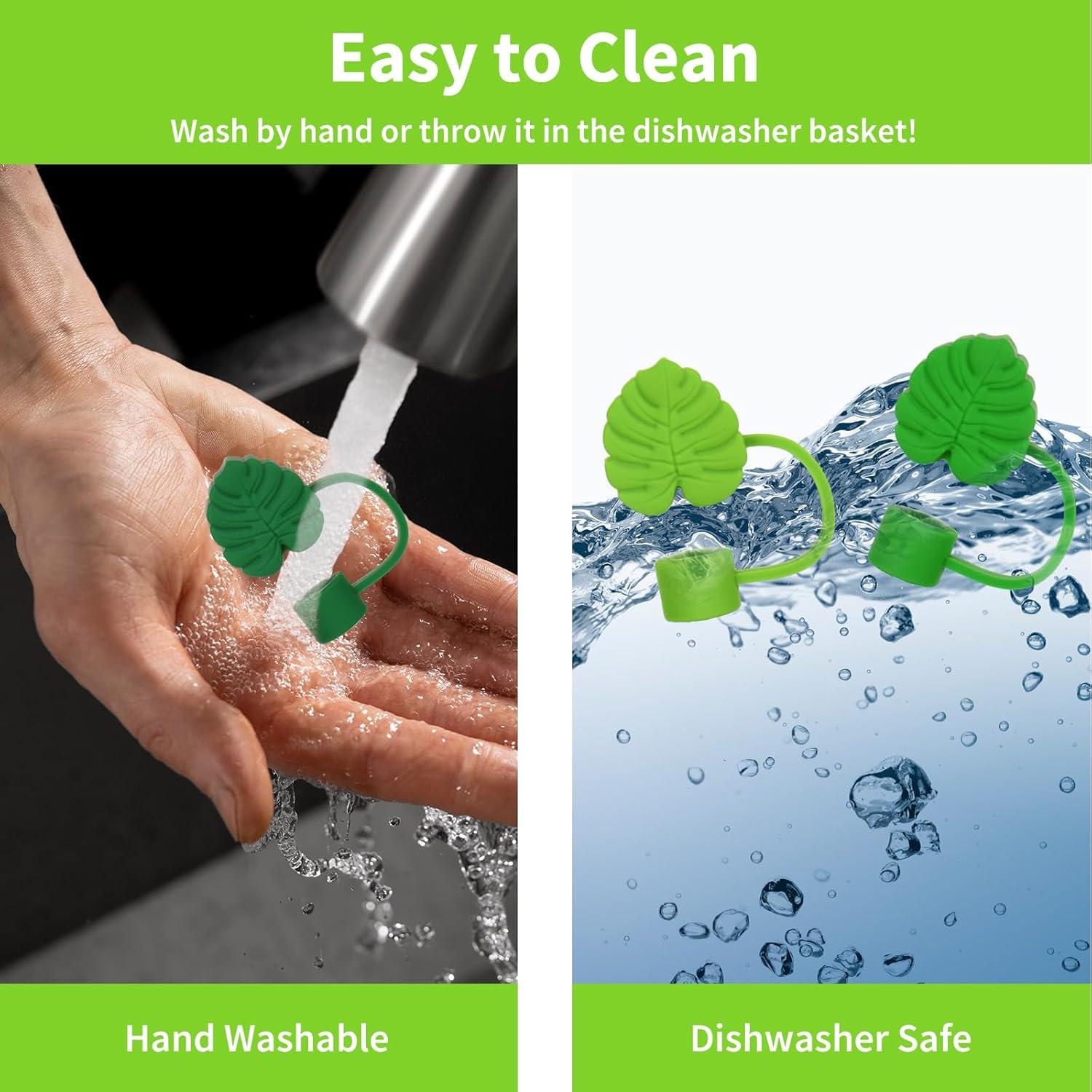 imageWhaline 4Pcs Fall Maple Leaf Straw Cover Cap Pink Orange Reusable Silicone Straw Topper 10 Mm04 Inch Straws Tip Lid Protector for Autumn Thanksgiving Party Favors SuppliesMonstera Leaf