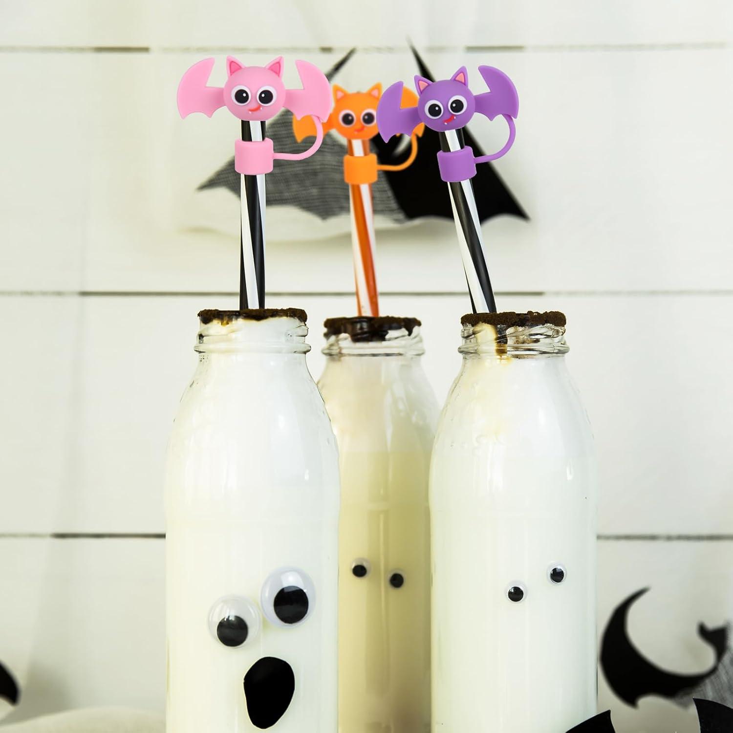 imageWhaline 4Pcs Fall Maple Leaf Straw Cover Cap Pink Orange Reusable Silicone Straw Topper 10 Mm04 Inch Straws Tip Lid Protector for Autumn Thanksgiving Party Favors SuppliesBat