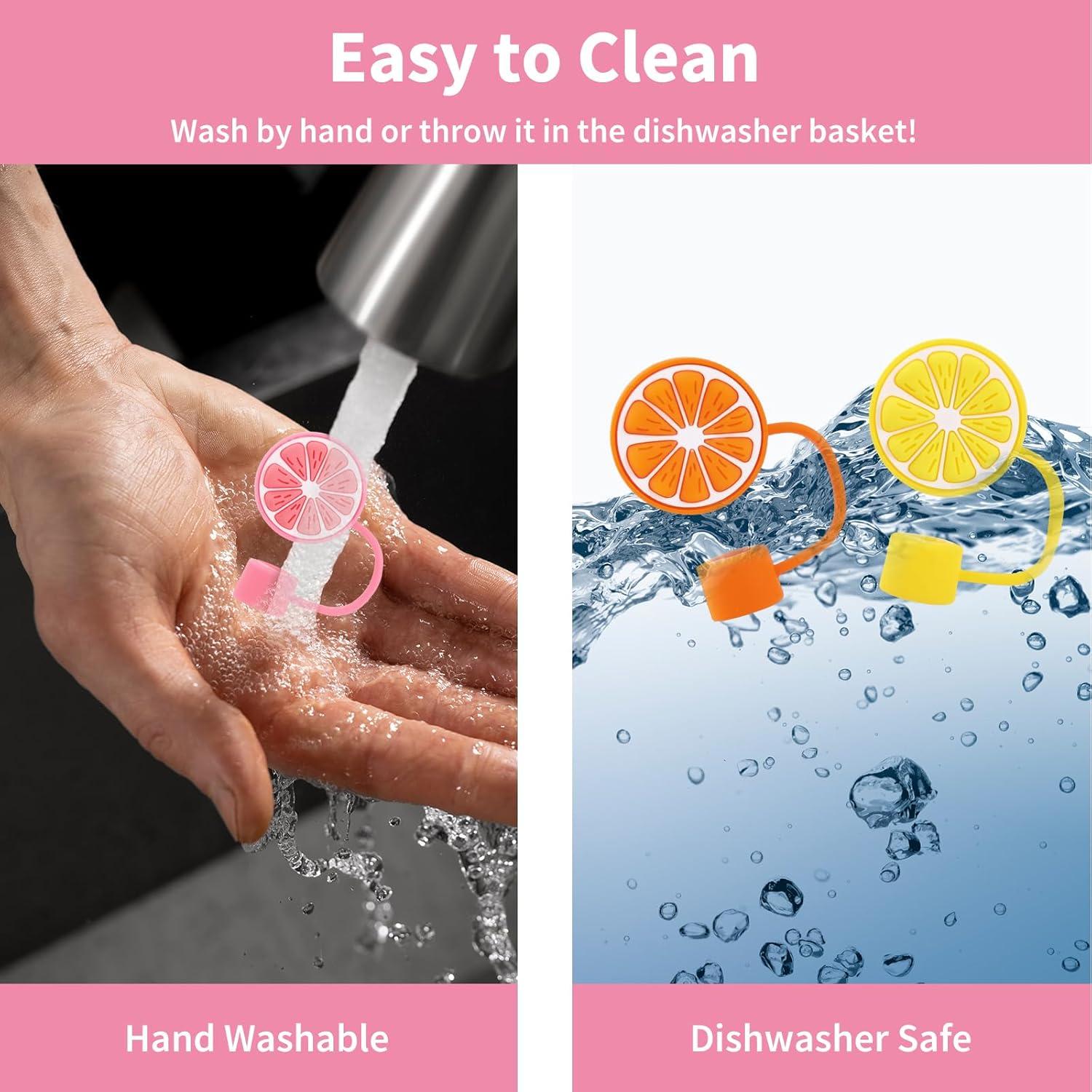 imageWhaline 4Pcs Fall Maple Leaf Straw Cover Cap Pink Orange Reusable Silicone Straw Topper 10 Mm04 Inch Straws Tip Lid Protector for Autumn Thanksgiving Party Favors SuppliesLemon