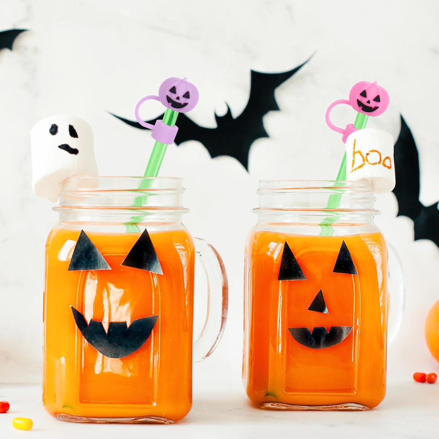 imageWhaline 4Pcs Fall Maple Leaf Straw Cover Cap Pink Orange Reusable Silicone Straw Topper 10 Mm04 Inch Straws Tip Lid Protector for Autumn Thanksgiving Party Favors SuppliesGrimace Pumpkin