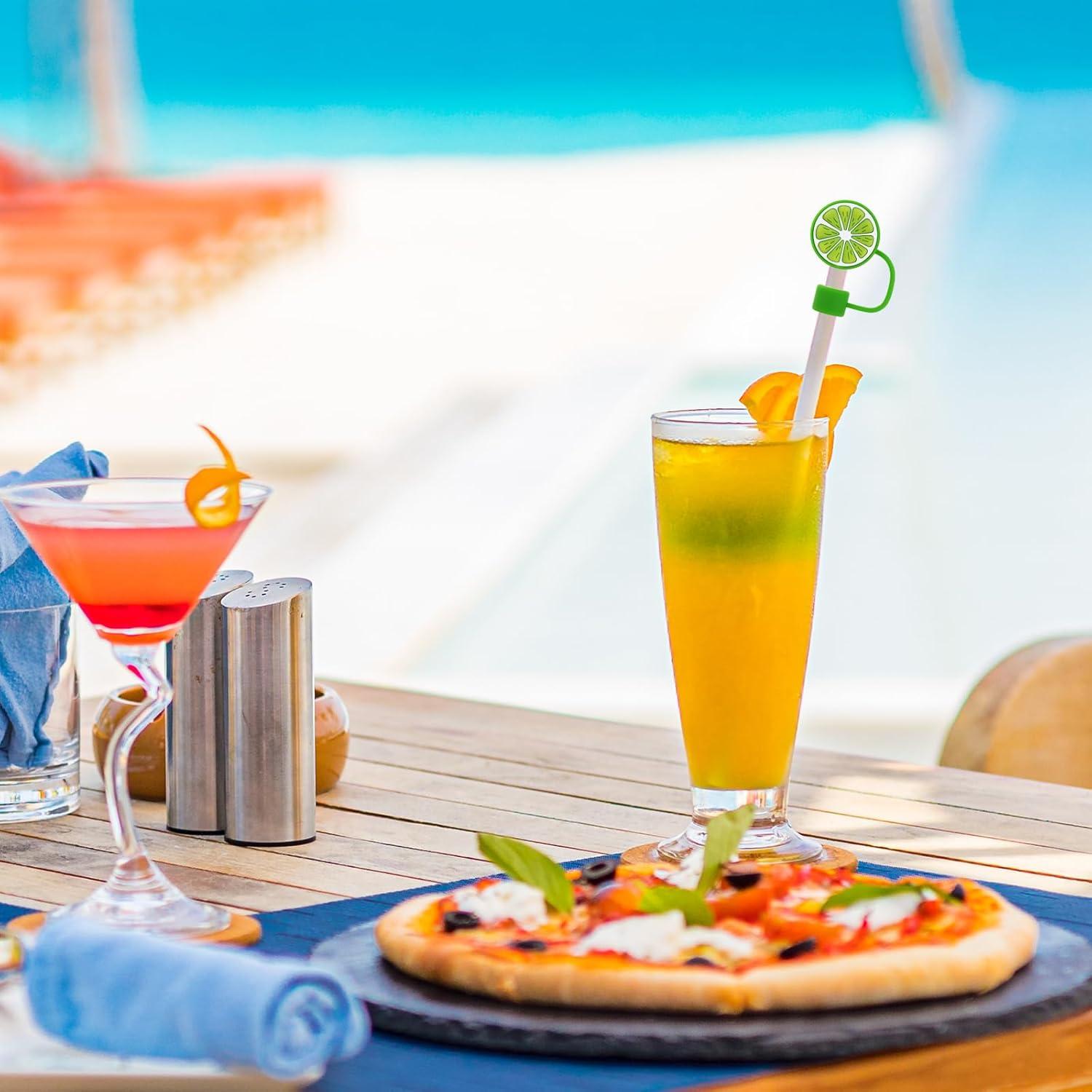 imageWhaline 4Pcs Fall Maple Leaf Straw Cover Cap Pink Orange Reusable Silicone Straw Topper 10 Mm04 Inch Straws Tip Lid Protector for Autumn Thanksgiving Party Favors SuppliesLemon