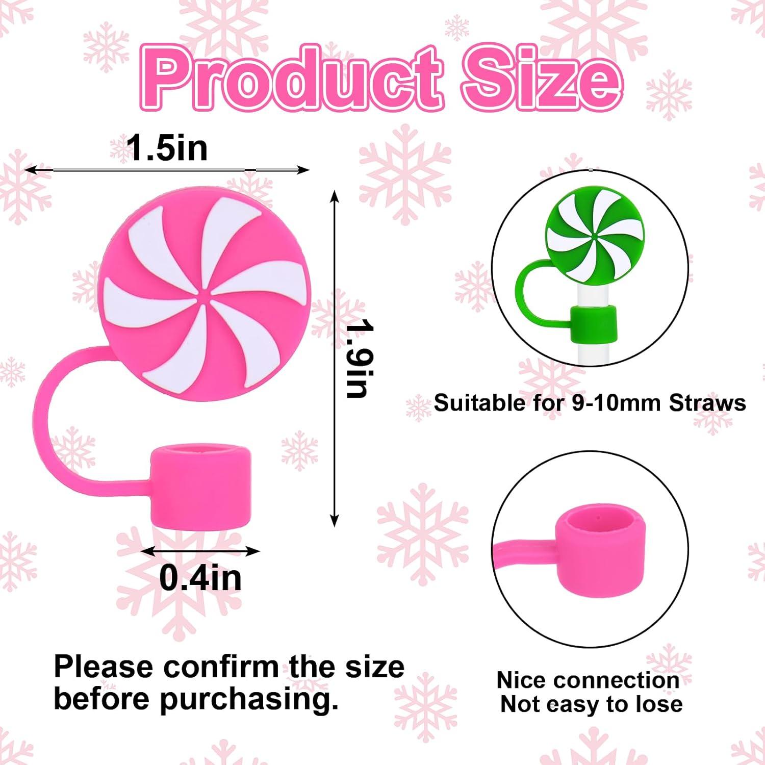 imageWhaline 4Pcs Fall Maple Leaf Straw Cover Cap Pink Orange Reusable Silicone Straw Topper 10 Mm04 Inch Straws Tip Lid Protector for Autumn Thanksgiving Party Favors SuppliesPeppermint Candy