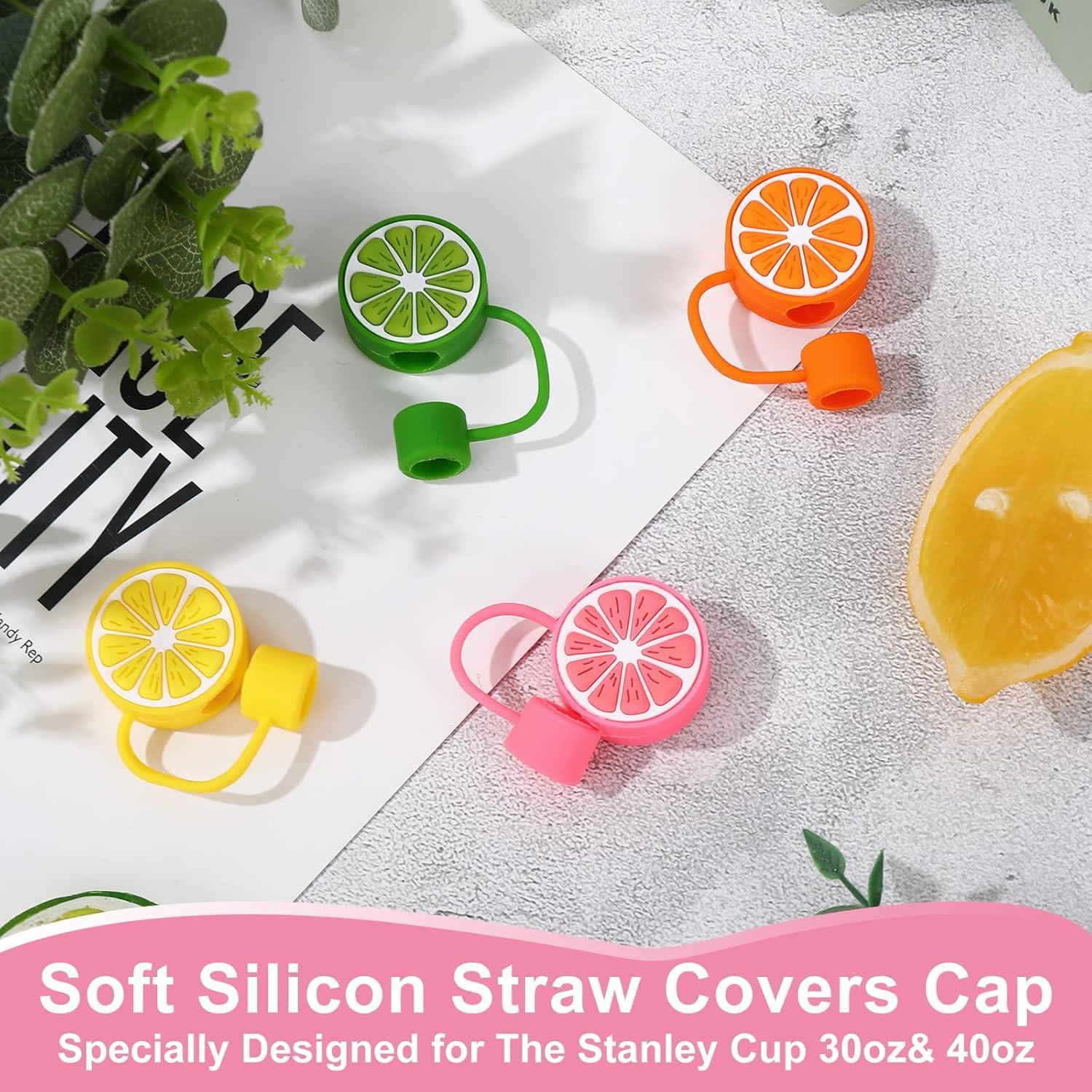 imageWhaline 4Pcs Fall Maple Leaf Straw Cover Cap Pink Orange Reusable Silicone Straw Topper 10 Mm04 Inch Straws Tip Lid Protector for Autumn Thanksgiving Party Favors SuppliesLemon