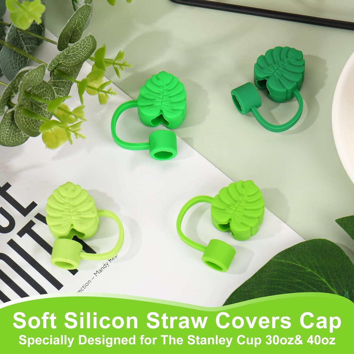 imageWhaline 4Pcs Fall Maple Leaf Straw Cover Cap Pink Orange Reusable Silicone Straw Topper 10 Mm04 Inch Straws Tip Lid Protector for Autumn Thanksgiving Party Favors SuppliesMonstera Leaf