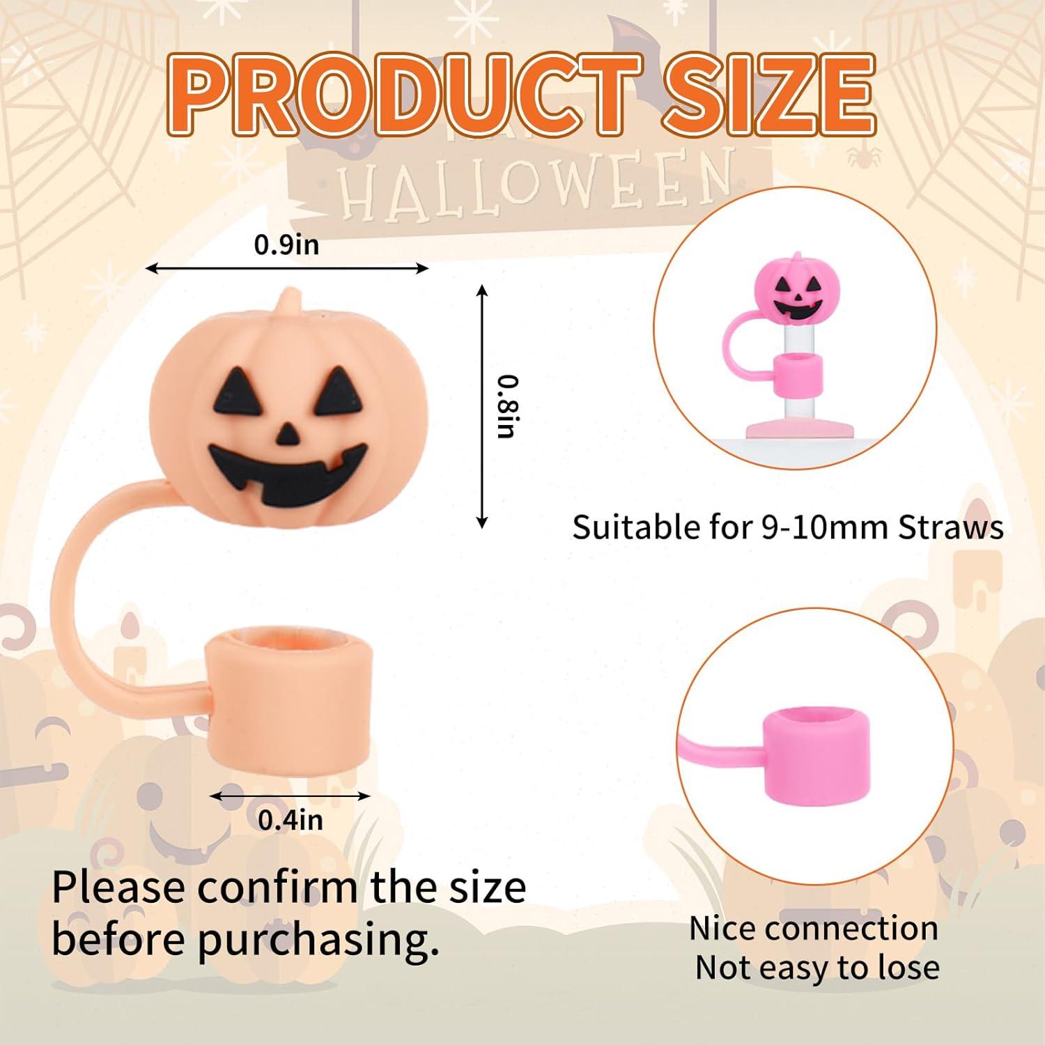imageWhaline 4Pcs Fall Maple Leaf Straw Cover Cap Pink Orange Reusable Silicone Straw Topper 10 Mm04 Inch Straws Tip Lid Protector for Autumn Thanksgiving Party Favors SuppliesGrimace Pumpkin