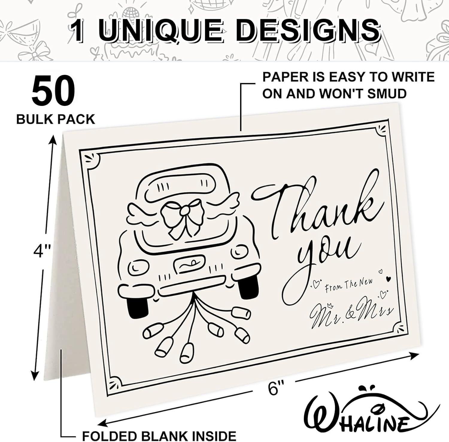 imageWhaline 50 Pack Boho Floral Thank You Cards Boxed Retro Flower Note Cards with Envelopes Stickers Fall Blank Card for Thanksgiving Bridal Shower Baby Shower Wedding Supplies 4 x 6 InchWedding