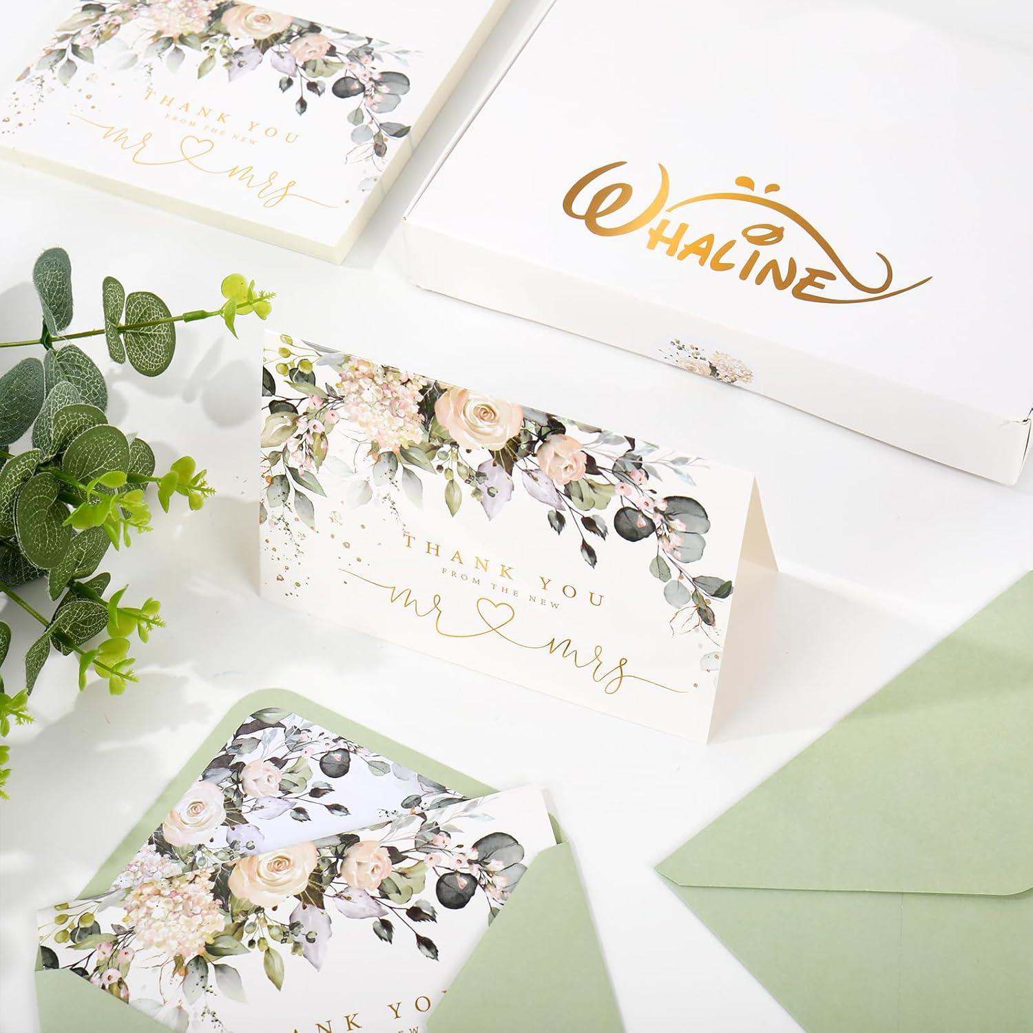 imageWhaline 50 Pack Boho Floral Thank You Cards Boxed Retro Flower Note Cards with Envelopes Stickers Fall Blank Card for Thanksgiving Bridal Shower Baby Shower Wedding Supplies 4 x 6 InchFloral Wedding