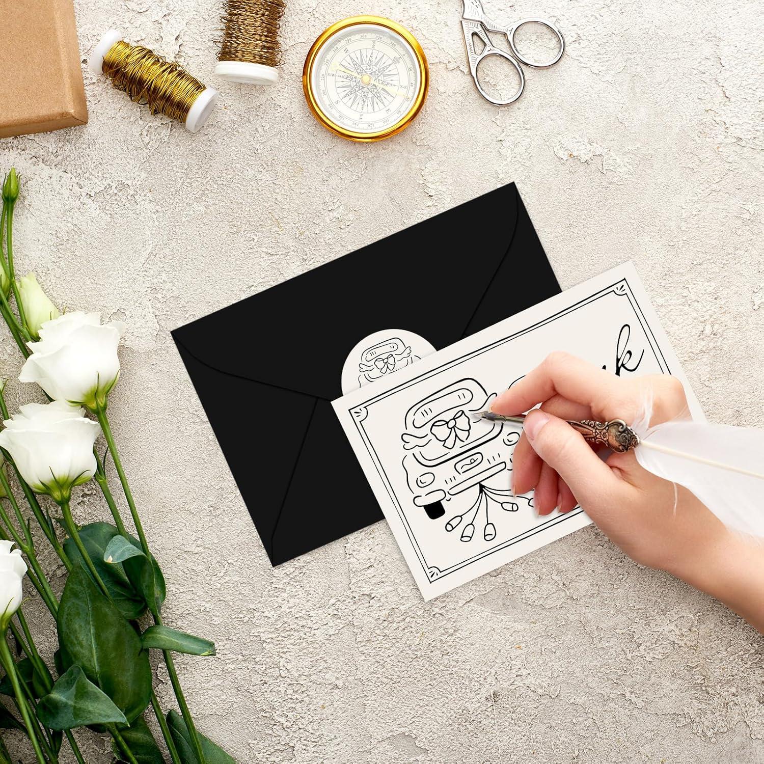 imageWhaline 50 Pack Boho Floral Thank You Cards Boxed Retro Flower Note Cards with Envelopes Stickers Fall Blank Card for Thanksgiving Bridal Shower Baby Shower Wedding Supplies 4 x 6 InchWedding