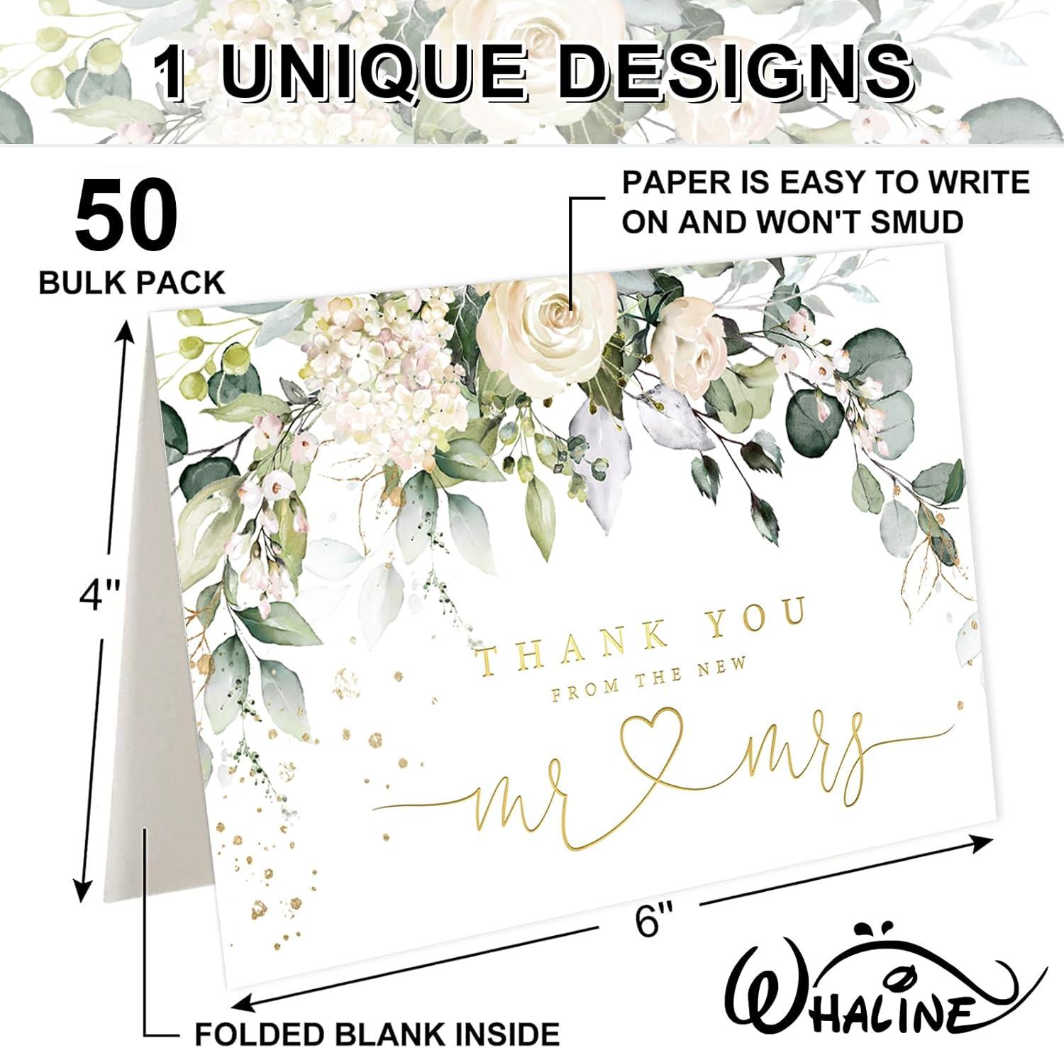 imageWhaline 50 Pack Boho Floral Thank You Cards Boxed Retro Flower Note Cards with Envelopes Stickers Fall Blank Card for Thanksgiving Bridal Shower Baby Shower Wedding Supplies 4 x 6 InchFloral Wedding