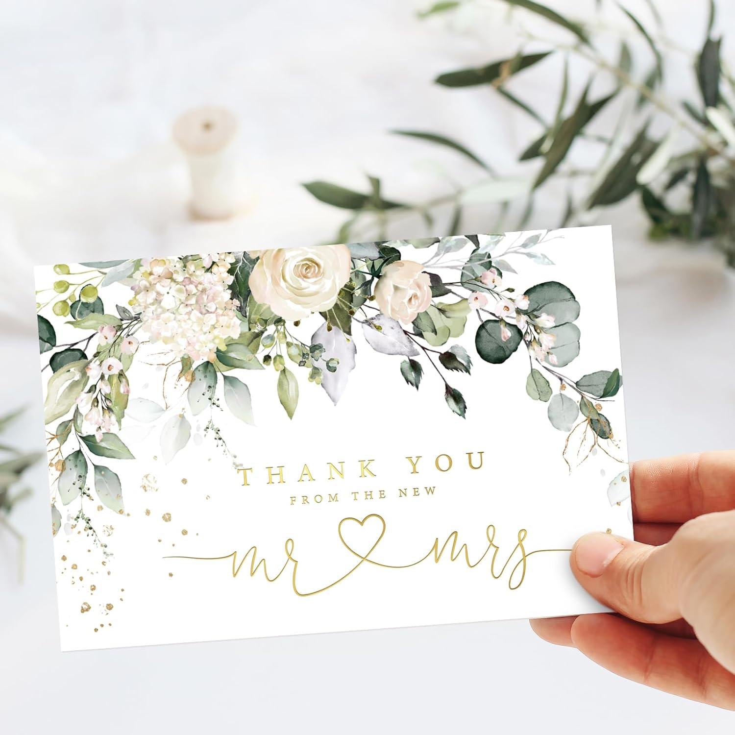 imageWhaline 50 Pack Boho Floral Thank You Cards Boxed Retro Flower Note Cards with Envelopes Stickers Fall Blank Card for Thanksgiving Bridal Shower Baby Shower Wedding Supplies 4 x 6 InchFloral Wedding