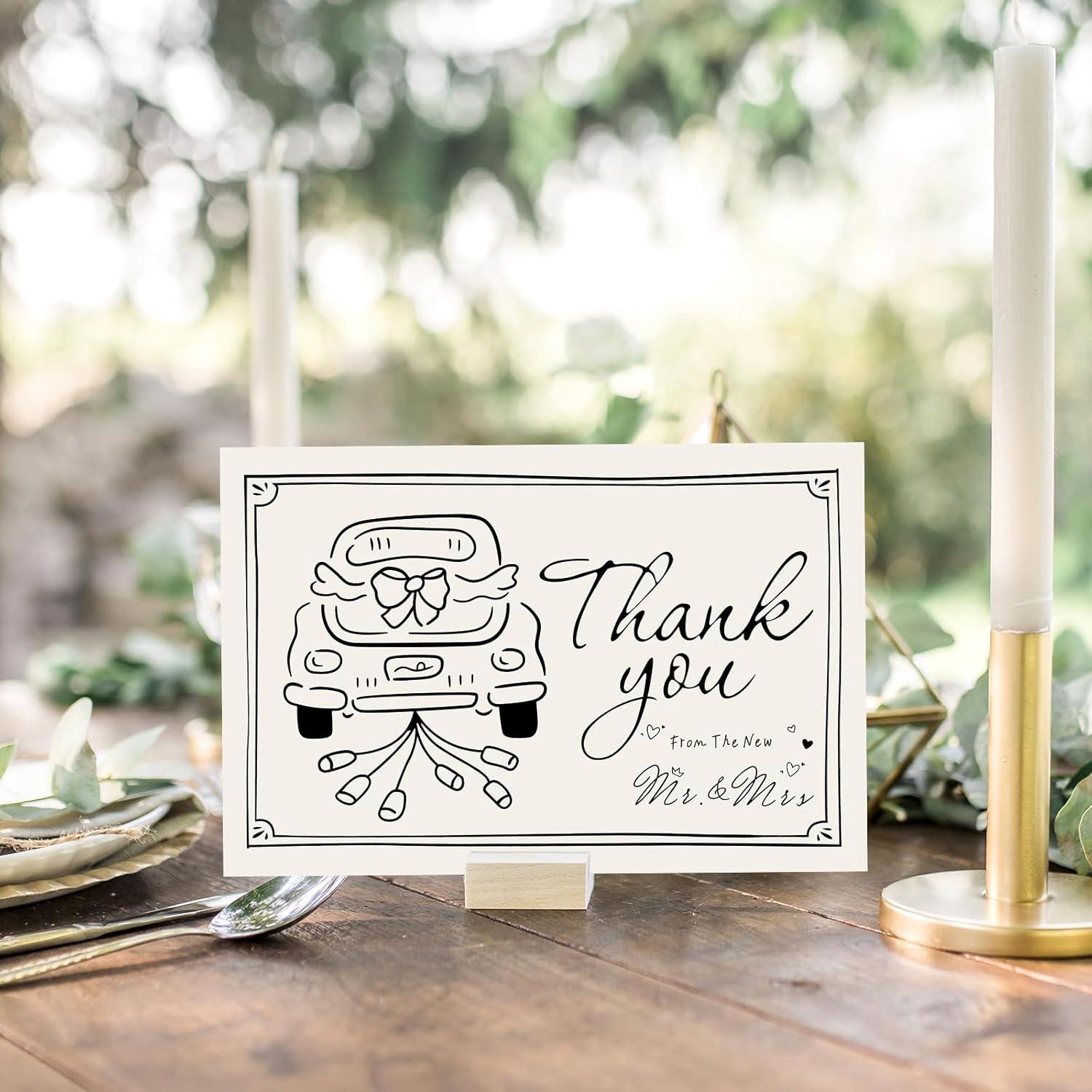 imageWhaline 50 Pack Boho Floral Thank You Cards Boxed Retro Flower Note Cards with Envelopes Stickers Fall Blank Card for Thanksgiving Bridal Shower Baby Shower Wedding Supplies 4 x 6 InchWedding