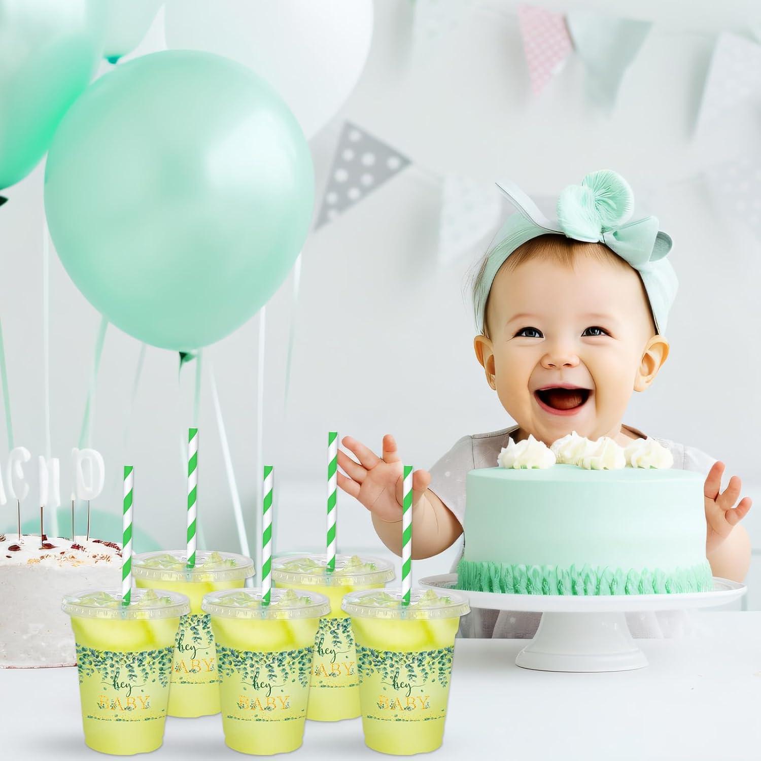 imageWhaline 50Pcs 12Oz Halloween Disposable Plastic Cups with Lids and Straws Black Gothic Sketch Skull Floral Cold Beverage Drinking Cups for Trick or Treat Party SuppliesGreen Leaves