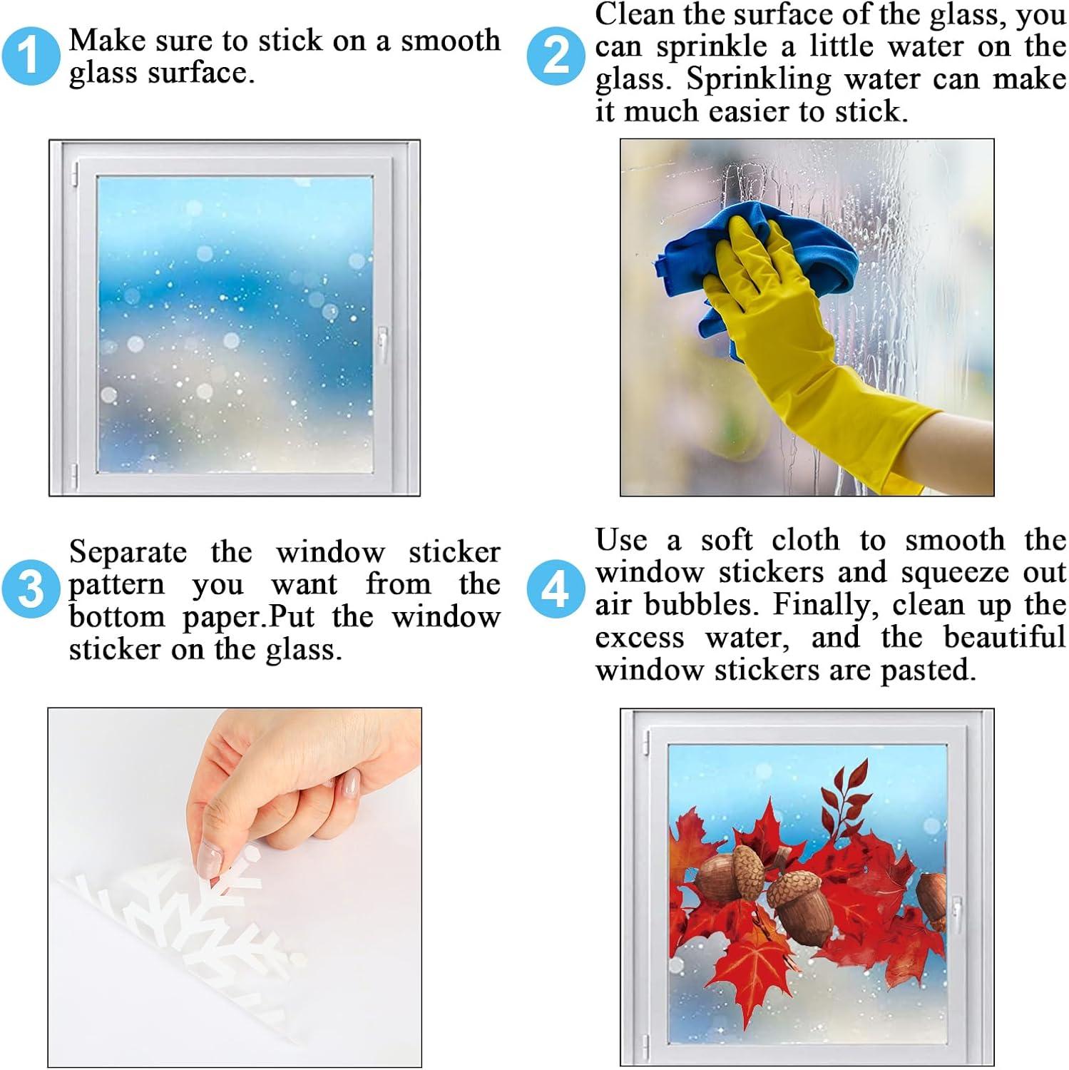 imageWhaline 6 Sheets Fall Maple Leaves Window Clings Thanksgiving Watercolor Maple Tree OrangeBrown Leaves Pumpkins Decals DoubleSided Glass Window Stickers for Autumn Harvest Home School Party SuppliesRed Maple