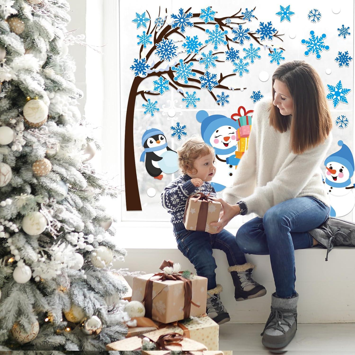 imageWhaline 6 Sheets Fall Maple Leaves Window Clings Thanksgiving Watercolor Maple Tree OrangeBrown Leaves Pumpkins Decals DoubleSided Glass Window Stickers for Autumn Harvest Home School Party SuppliesWinter