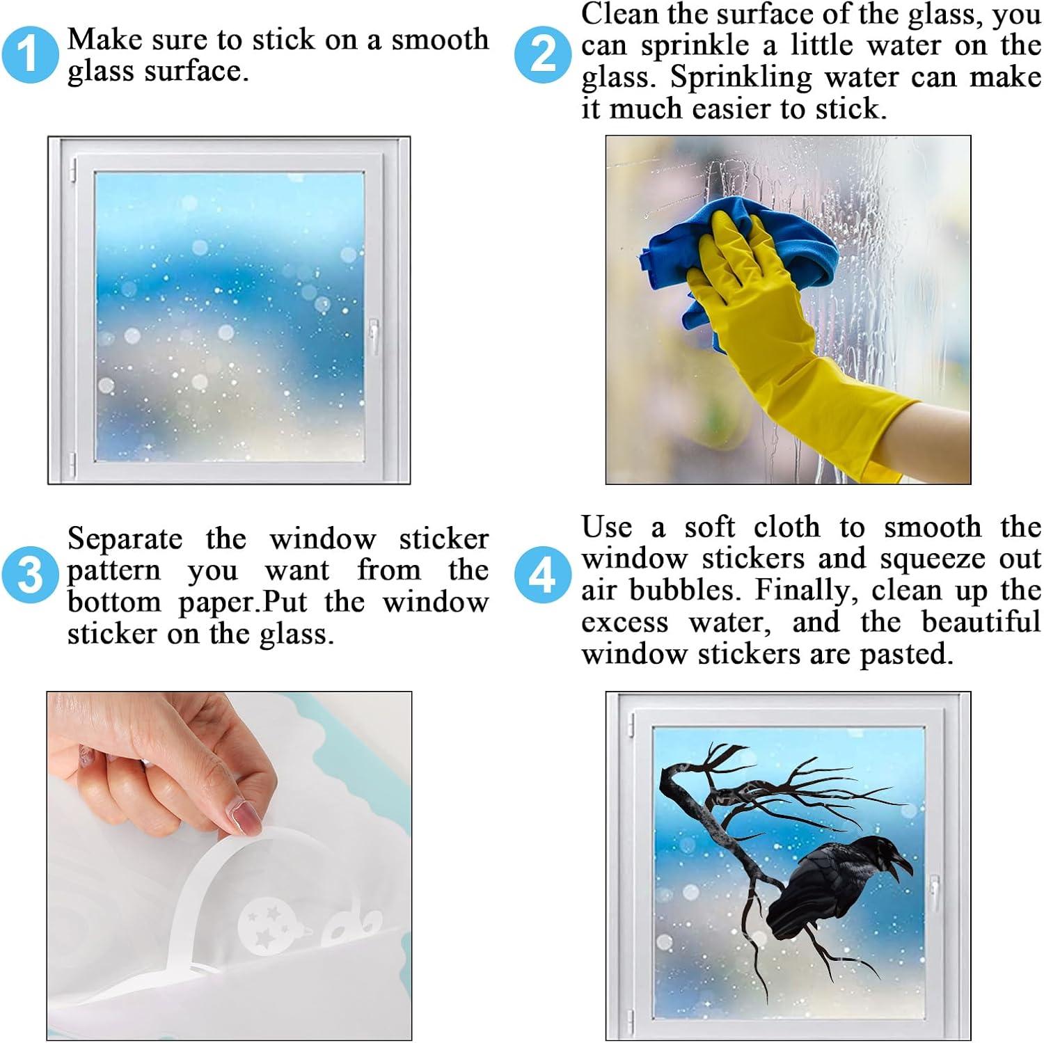 imageWhaline 6 Sheets Fall Maple Leaves Window Clings Thanksgiving Watercolor Maple Tree OrangeBrown Leaves Pumpkins Decals DoubleSided Glass Window Stickers for Autumn Harvest Home School Party SuppliesHalloween