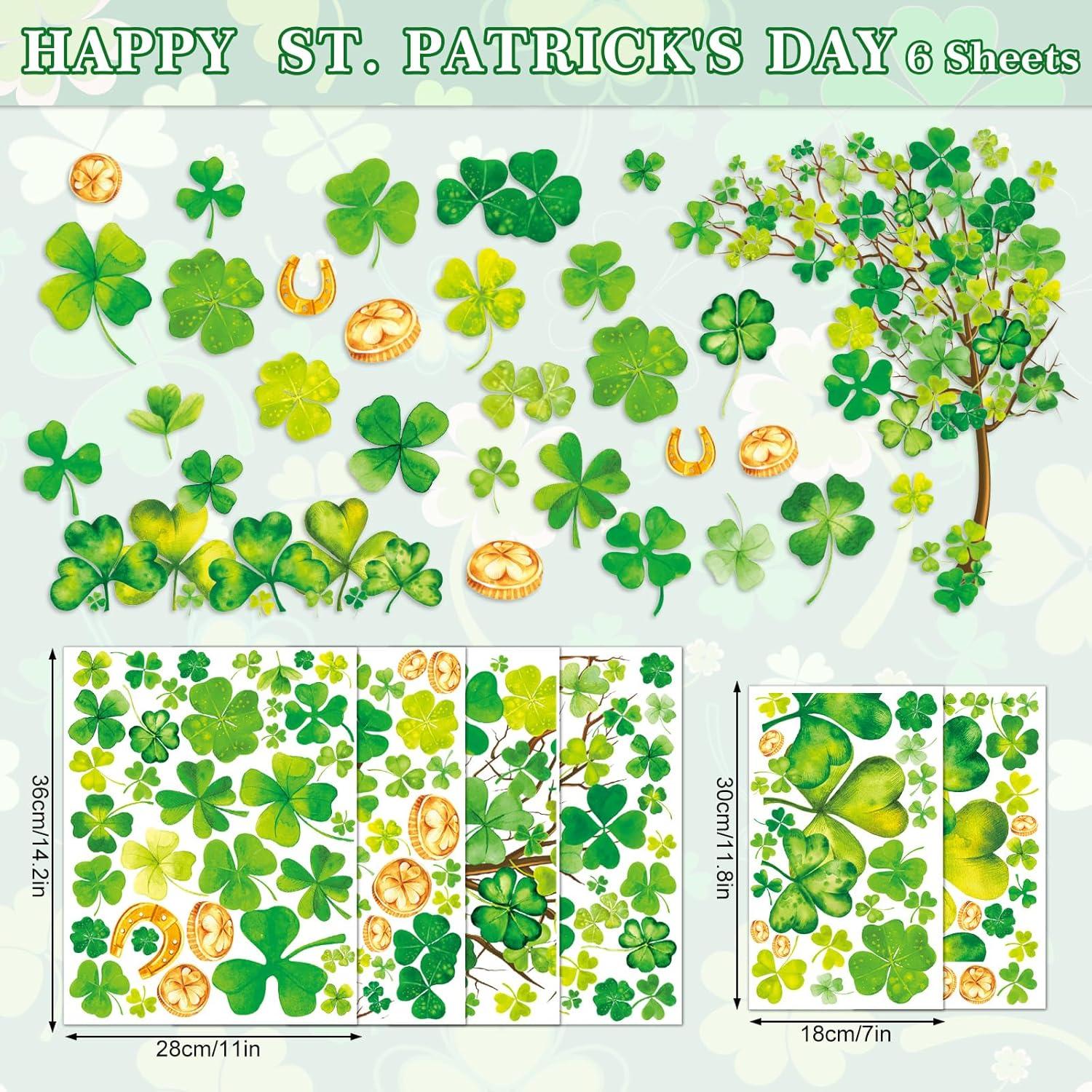 imageWhaline 6 Sheets Fall Maple Leaves Window Clings Thanksgiving Watercolor Maple Tree OrangeBrown Leaves Pumpkins Decals DoubleSided Glass Window Stickers for Autumn Harvest Home School Party SuppliesSt Patricks Day