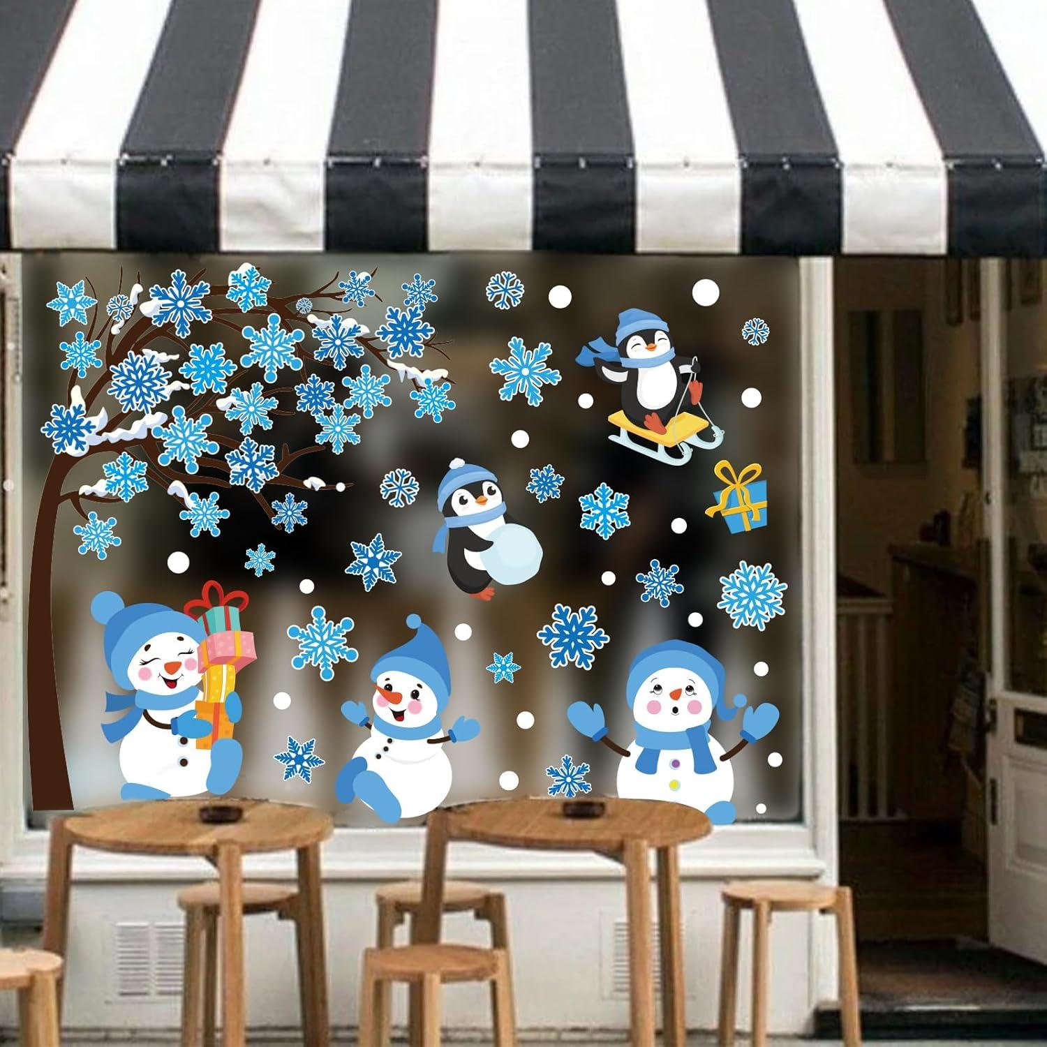 imageWhaline 6 Sheets Fall Maple Leaves Window Clings Thanksgiving Watercolor Maple Tree OrangeBrown Leaves Pumpkins Decals DoubleSided Glass Window Stickers for Autumn Harvest Home School Party SuppliesWinter