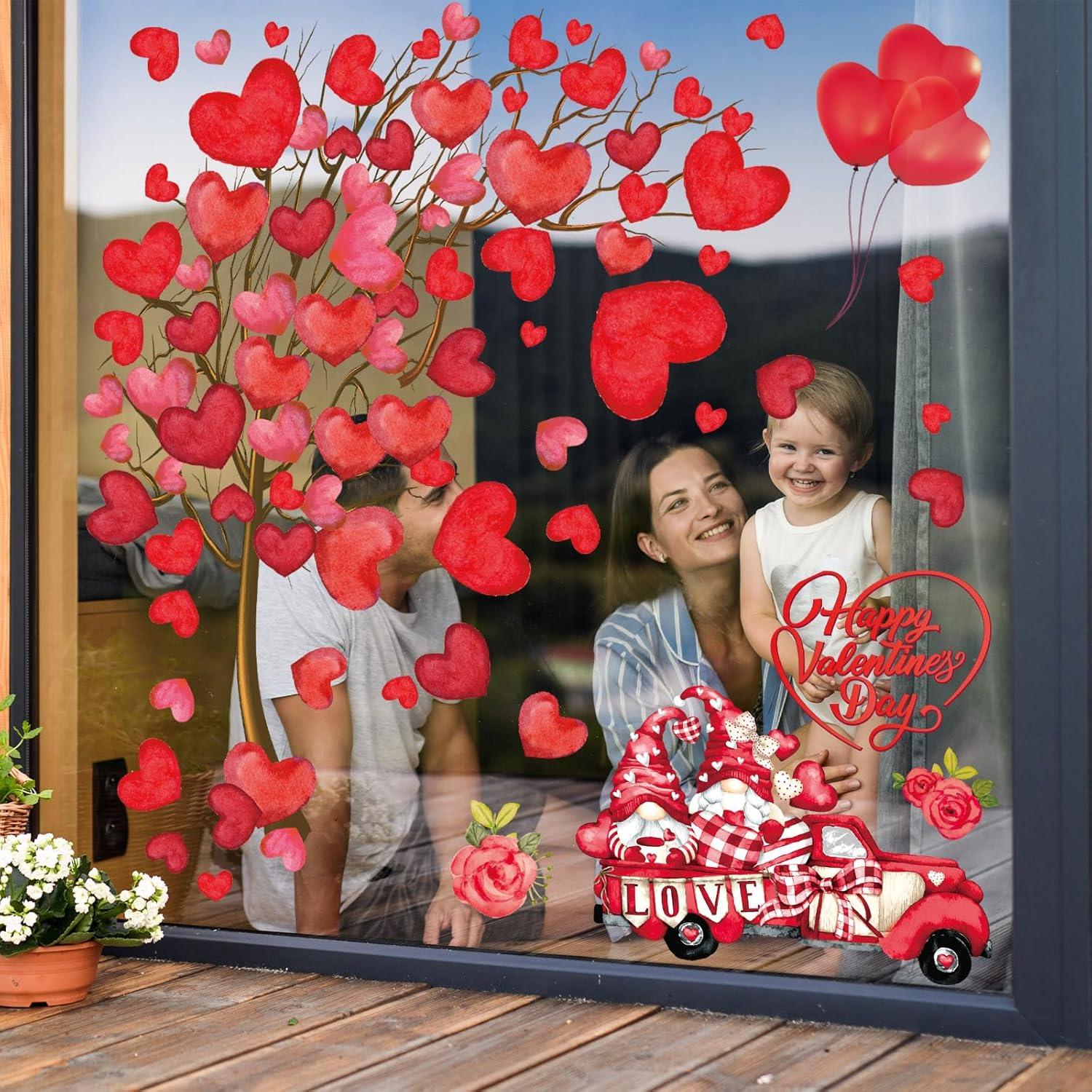 imageWhaline 6 Sheets Fall Maple Leaves Window Clings Thanksgiving Watercolor Maple Tree OrangeBrown Leaves Pumpkins Decals DoubleSided Glass Window Stickers for Autumn Harvest Home School Party SuppliesValentines Day