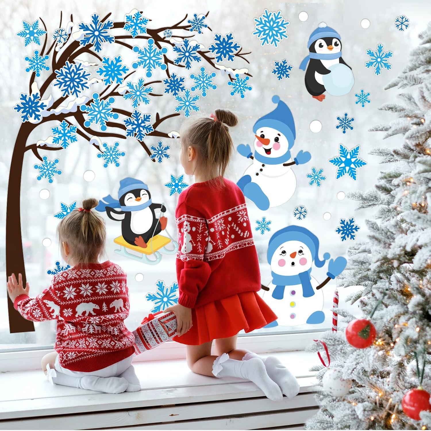 imageWhaline 6 Sheets Fall Maple Leaves Window Clings Thanksgiving Watercolor Maple Tree OrangeBrown Leaves Pumpkins Decals DoubleSided Glass Window Stickers for Autumn Harvest Home School Party SuppliesWinter