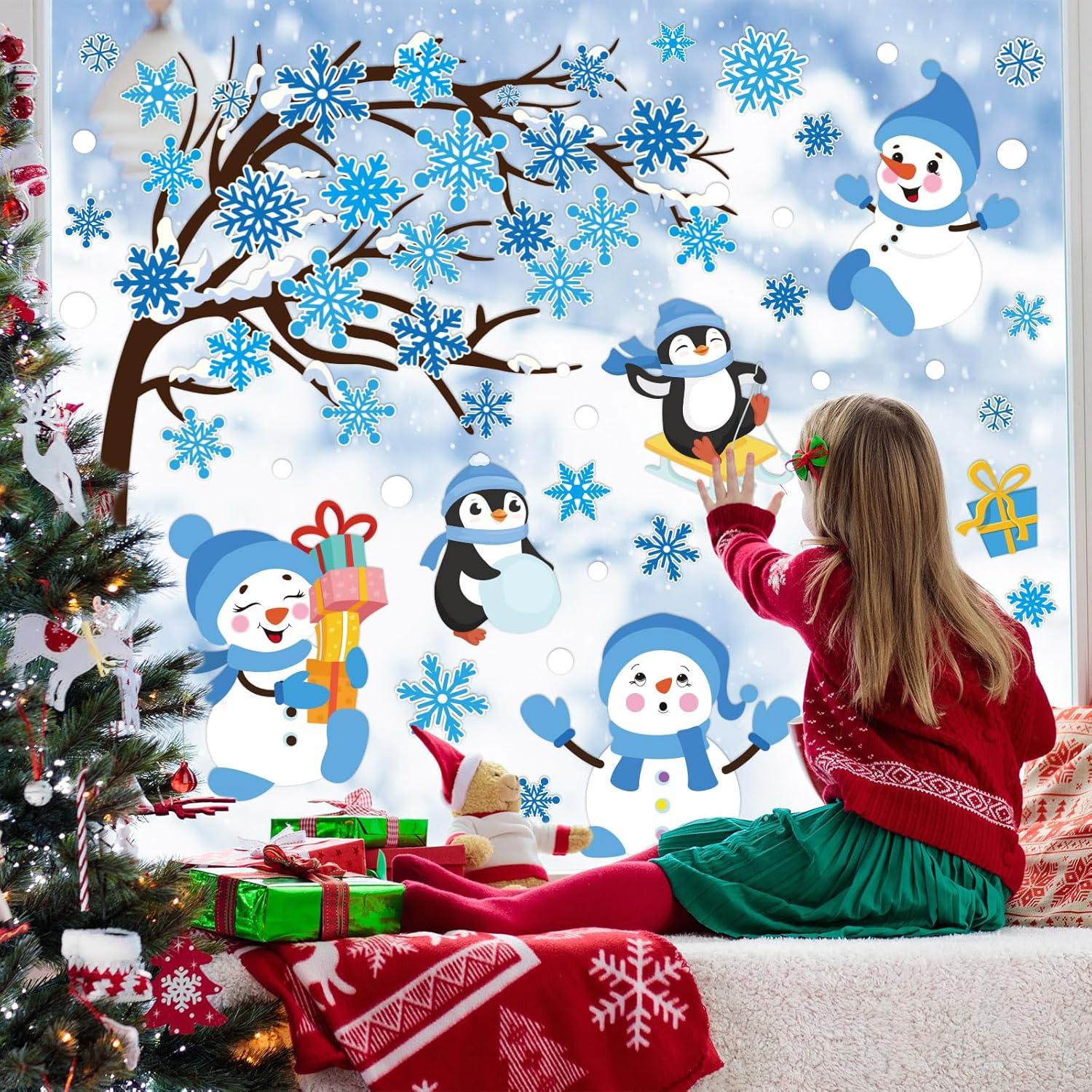 imageWhaline 6 Sheets Fall Maple Leaves Window Clings Thanksgiving Watercolor Maple Tree OrangeBrown Leaves Pumpkins Decals DoubleSided Glass Window Stickers for Autumn Harvest Home School Party SuppliesWinter