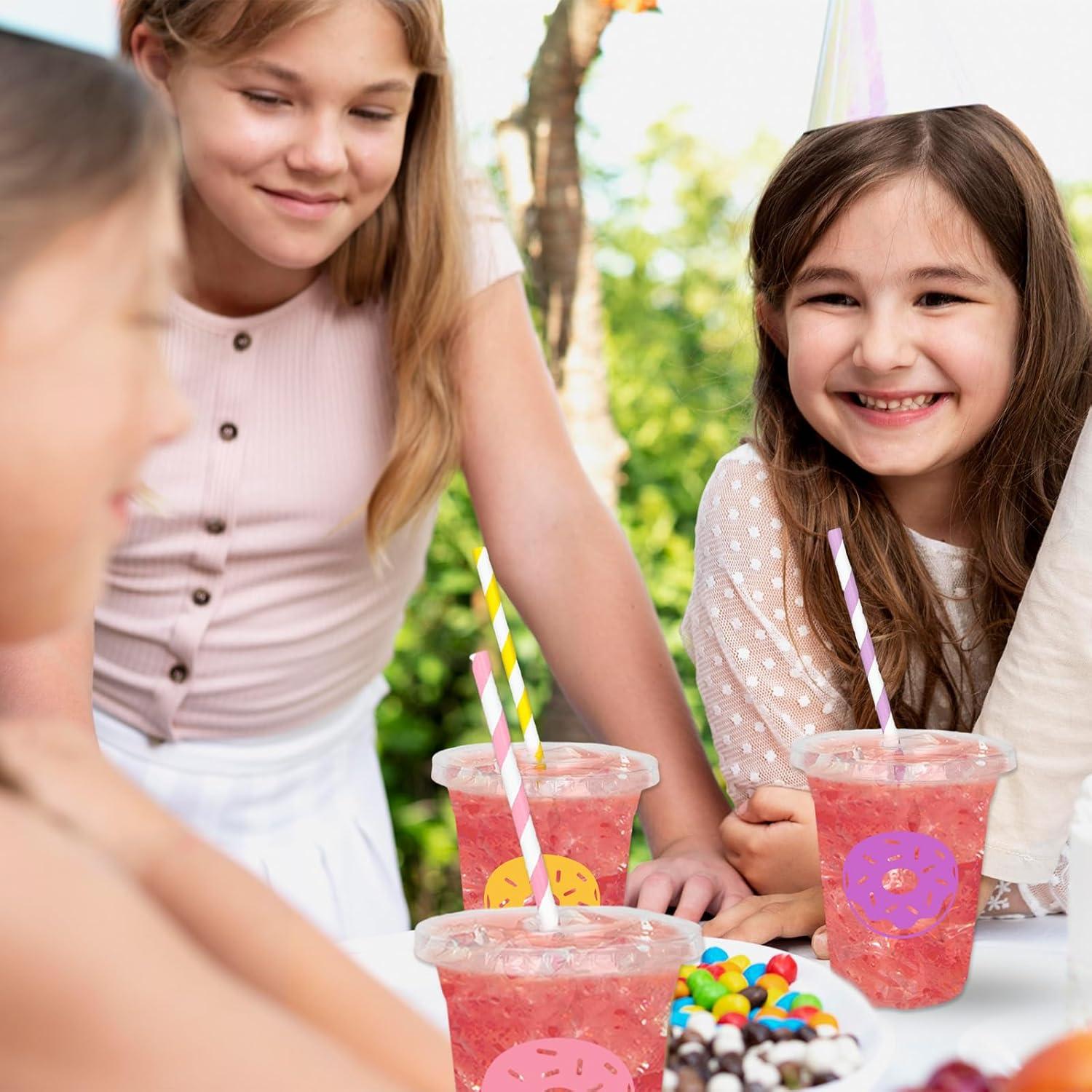 imageWhaline 60Pcs Halloween Disposable Plastic Cups with Lids and Straws 12oz JackOLantern Pumpkin Cold Beverage Drinking Cups Scary Printed Party Cup for Trick or Treat Party SuppliesDonut