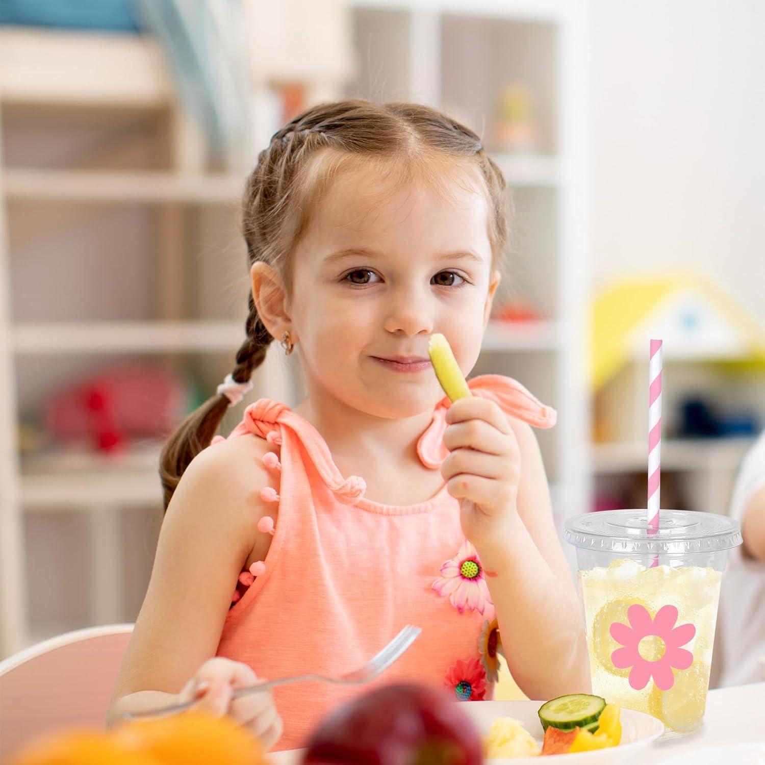 imageWhaline 60Pcs Halloween Disposable Plastic Cups with Lids and Straws 12oz JackOLantern Pumpkin Cold Beverage Drinking Cups Scary Printed Party Cup for Trick or Treat Party SuppliesBoho Daisy