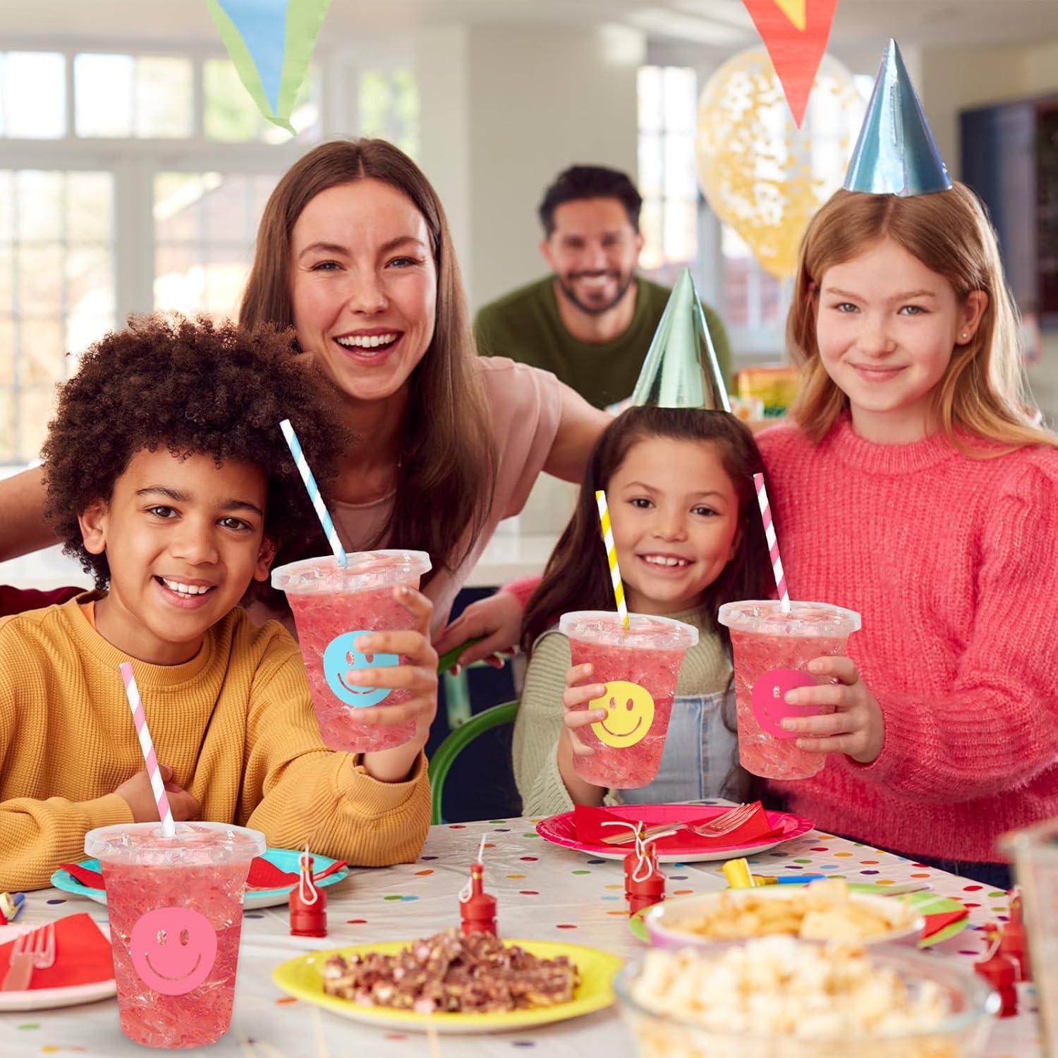 imageWhaline 60Pcs Halloween Disposable Plastic Cups with Lids and Straws 12oz JackOLantern Pumpkin Cold Beverage Drinking Cups Scary Printed Party Cup for Trick or Treat Party SuppliesSmile