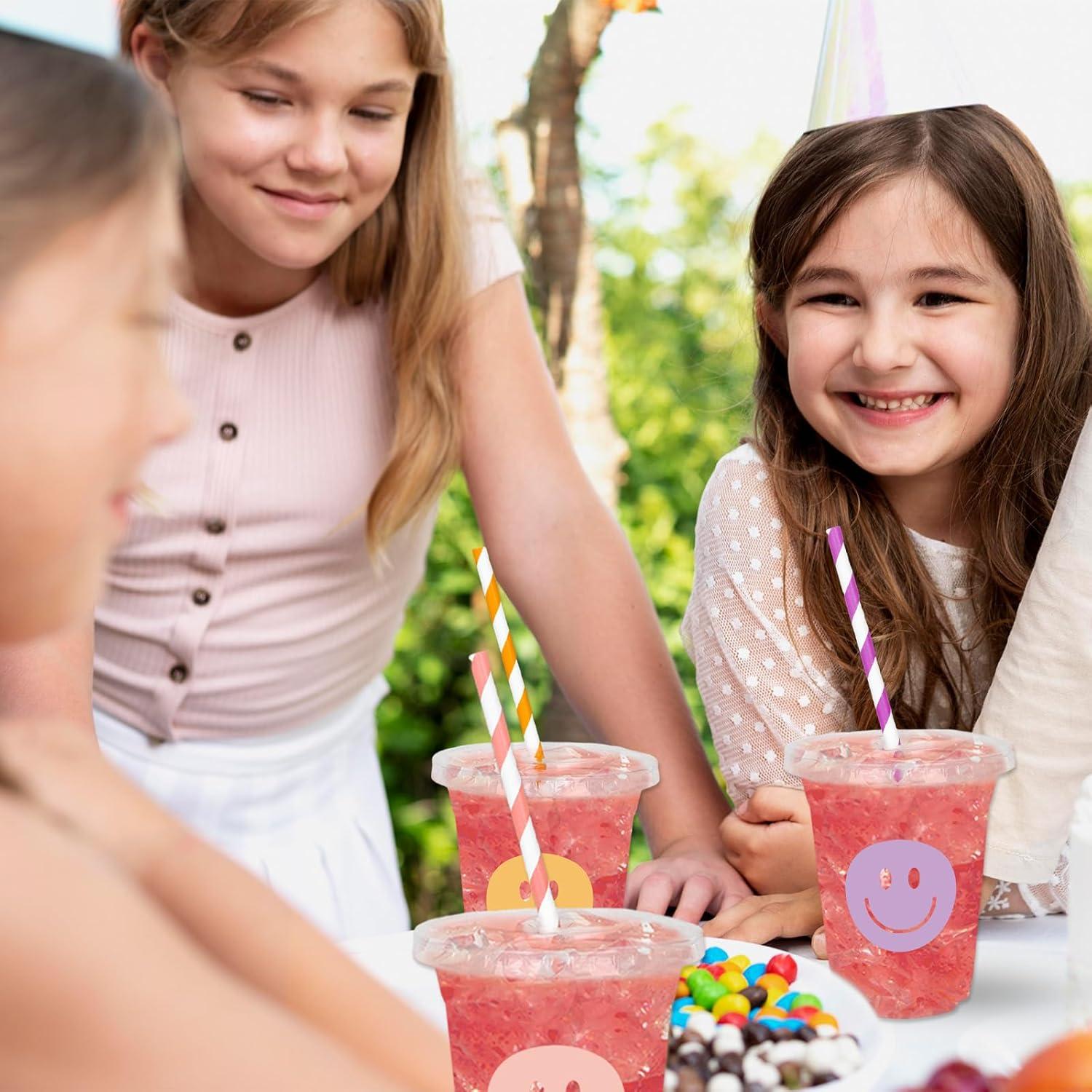 imageWhaline 60Pcs Halloween Disposable Plastic Cups with Lids and Straws 12oz JackOLantern Pumpkin Cold Beverage Drinking Cups Scary Printed Party Cup for Trick or Treat Party SuppliesBoho Smile