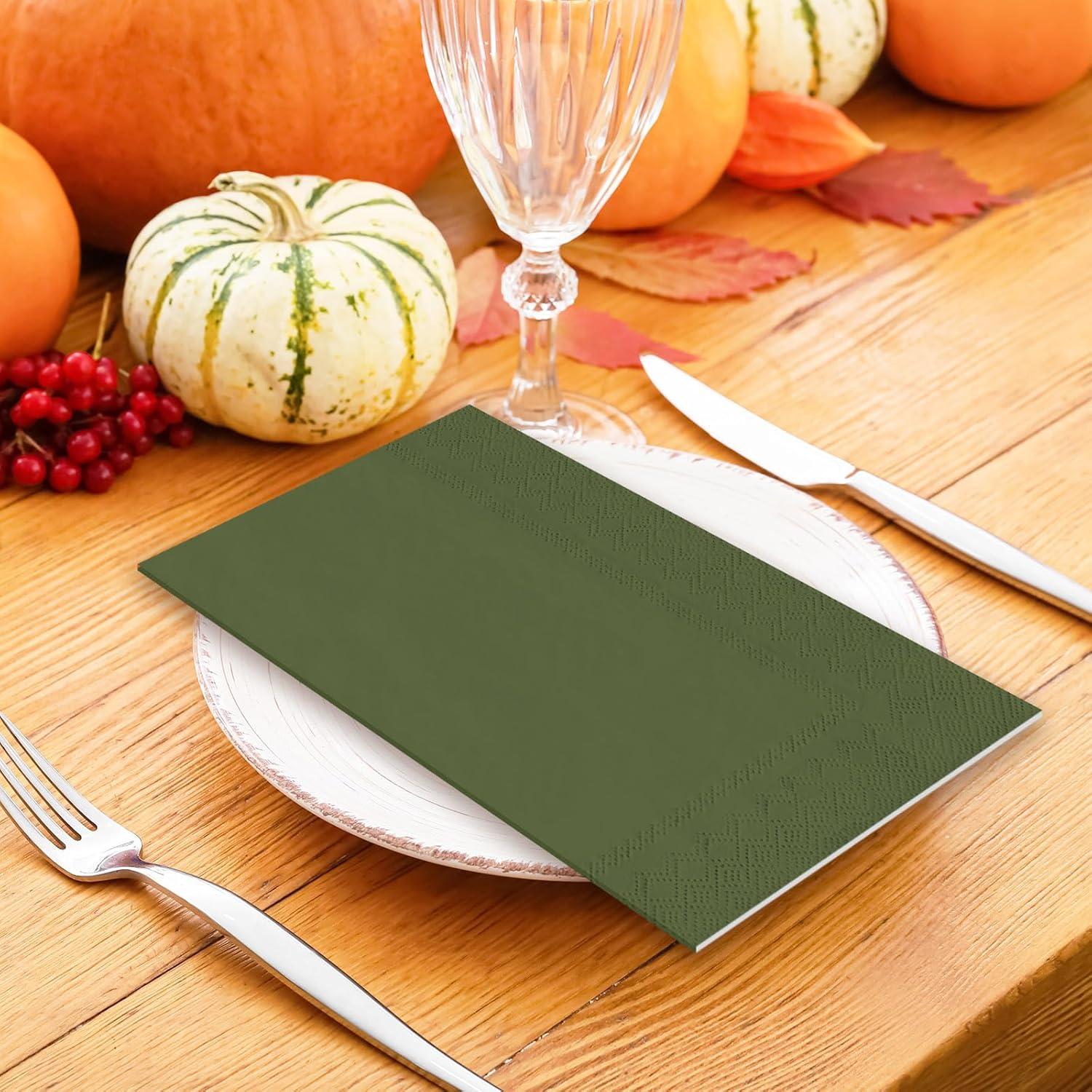 imageWhaline 80 Pack Thanksgiving Fall Paper Napkins 65 x 65 Inch Autumn Color Disposable Dinner Napkins Red Orange Yellow Green Luncheon Napkins Fall Harvest Party Supplies for Home Kitchen Restaurantred orange yellow green