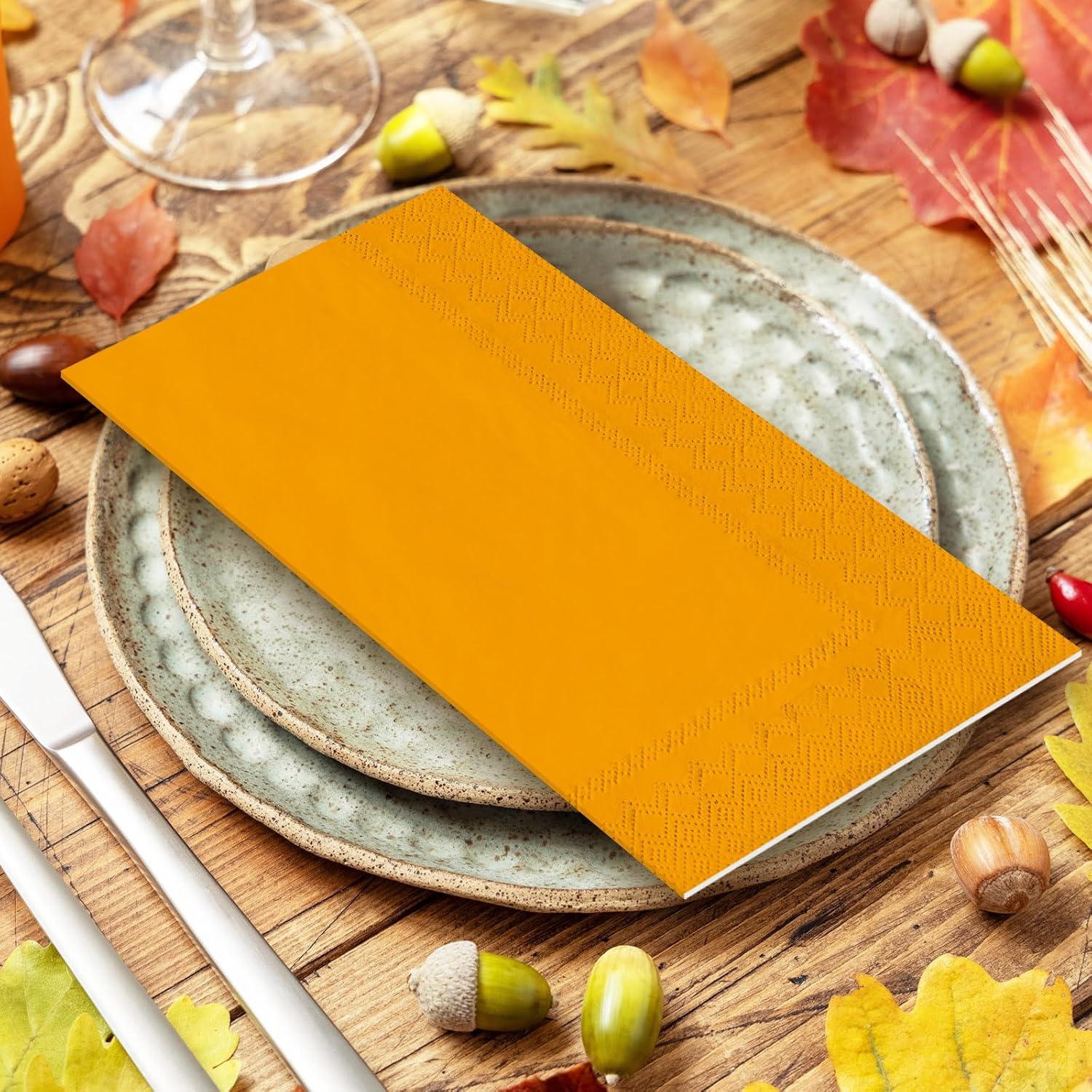imageWhaline 80 Pack Thanksgiving Fall Paper Napkins 65 x 65 Inch Autumn Color Disposable Dinner Napkins Red Orange Yellow Green Luncheon Napkins Fall Harvest Party Supplies for Home Kitchen Restaurantred orange yellow green
