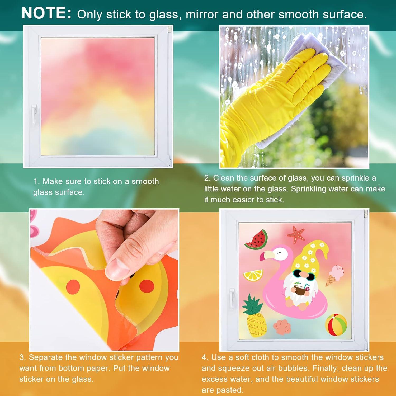 imageWhaline 9 Sheets Happy Fall Thanksgiving Window Clings Autumn Cute Cartoon Window Stickers Static Reusable Glass Decals for Harvest Party Home Classroom Office Decor SuppliesSummer