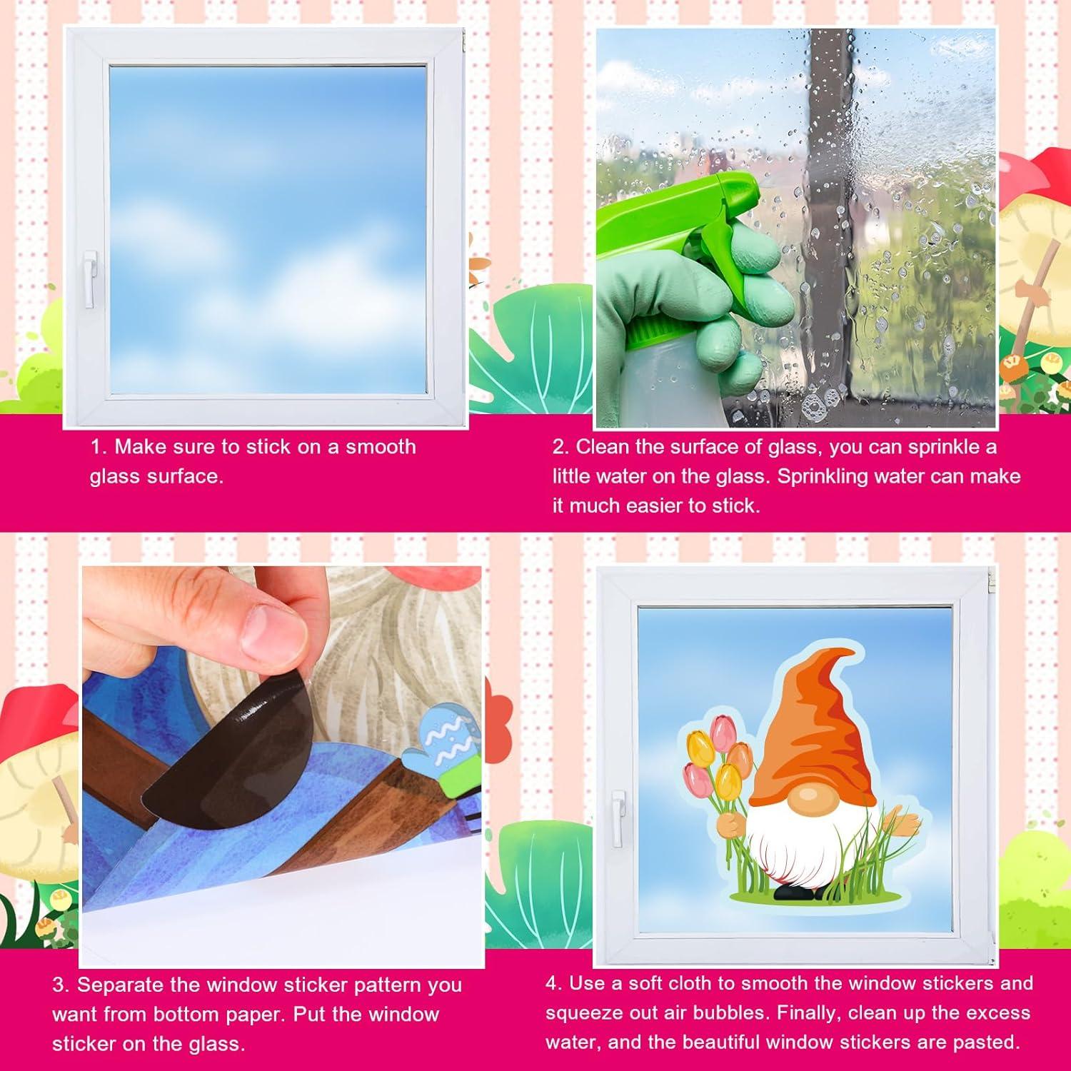 imageWhaline 9 Sheets Happy Fall Thanksgiving Window Clings Autumn Cute Cartoon Window Stickers Static Reusable Glass Decals for Harvest Party Home Classroom Office Decor SuppliesSpring