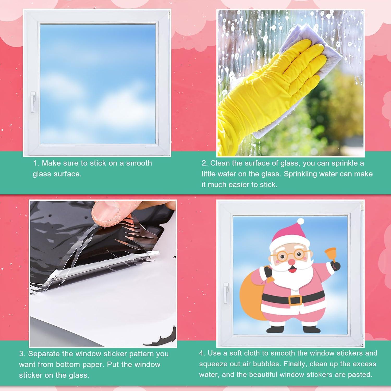 imageWhaline 9 Sheets Happy Fall Thanksgiving Window Clings Autumn Cute Cartoon Window Stickers Static Reusable Glass Decals for Harvest Party Home Classroom Office Decor SuppliesPink Christmas