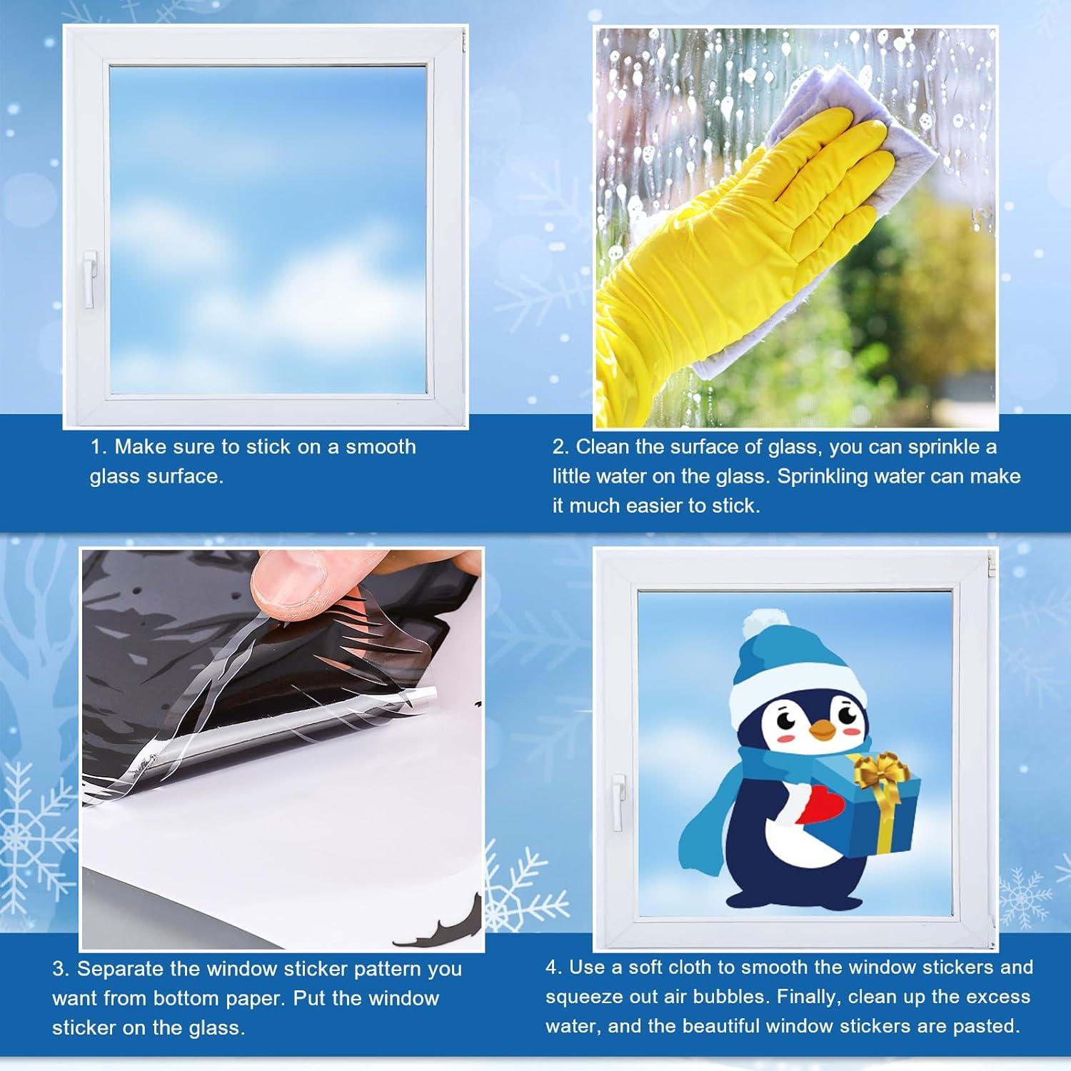 imageWhaline 9 Sheets Happy Fall Thanksgiving Window Clings Autumn Cute Cartoon Window Stickers Static Reusable Glass Decals for Harvest Party Home Classroom Office Decor SuppliesWinter