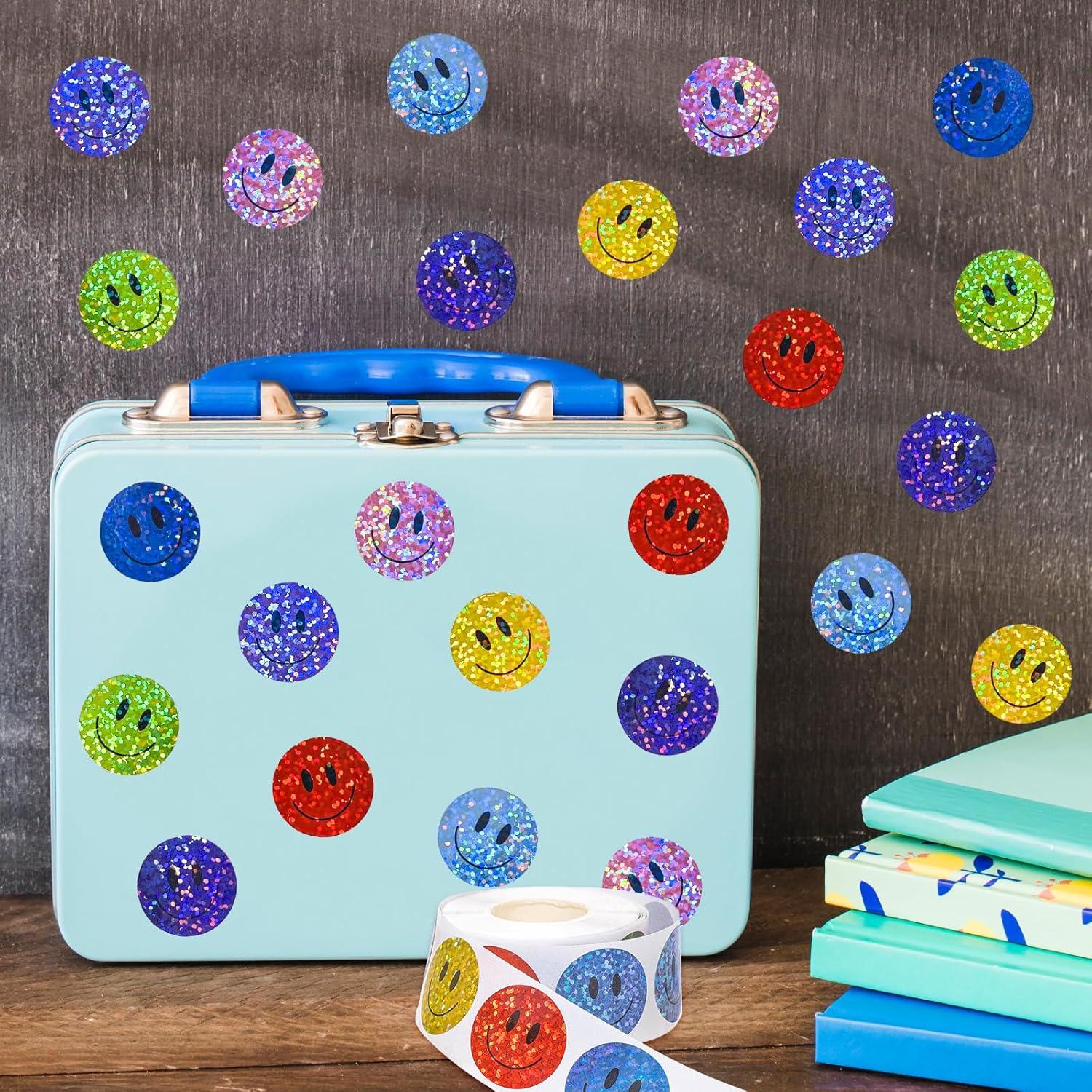 imageWhaline Fall Thanksgiving Pumpkin Stickers Roll Glitter Pumpkin Paper Decal 3 Color Sparkly Autumn SelfAdhesive Decorative Stickers for Envelope Journal Decor Party Supplies 500PcsSmile Face