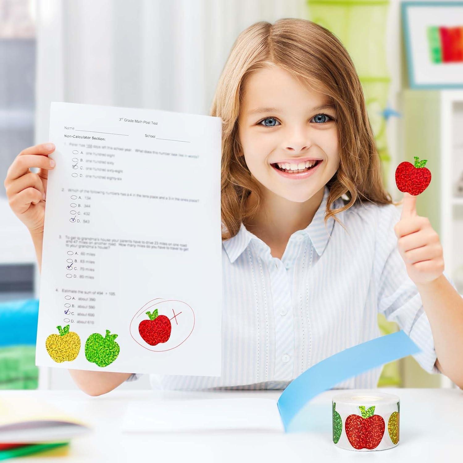 imageWhaline Fall Thanksgiving Pumpkin Stickers Roll Glitter Pumpkin Paper Decal 3 Color Sparkly Autumn SelfAdhesive Decorative Stickers for Envelope Journal Decor Party Supplies 500PcsApple