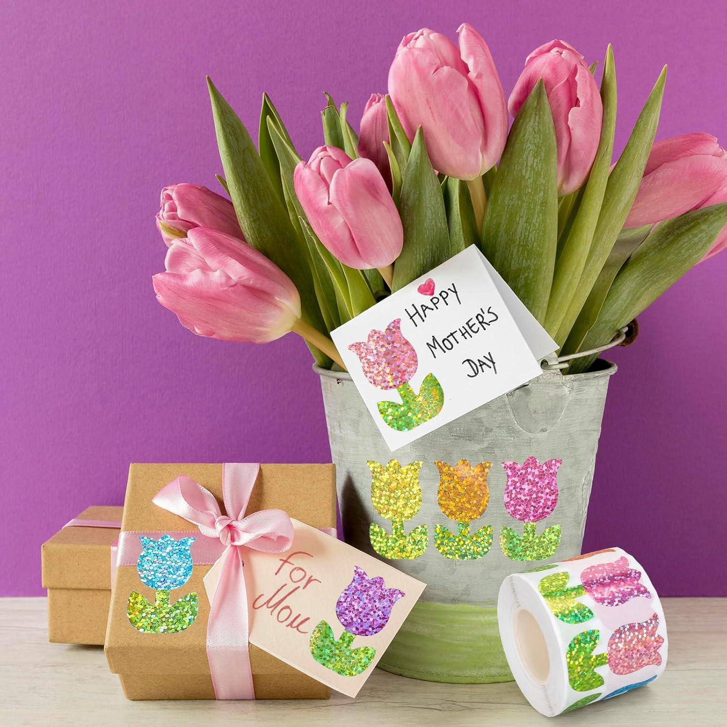 imageWhaline Fall Thanksgiving Pumpkin Stickers Roll Glitter Pumpkin Paper Decal 3 Color Sparkly Autumn SelfAdhesive Decorative Stickers for Envelope Journal Decor Party Supplies 500PcsTulip