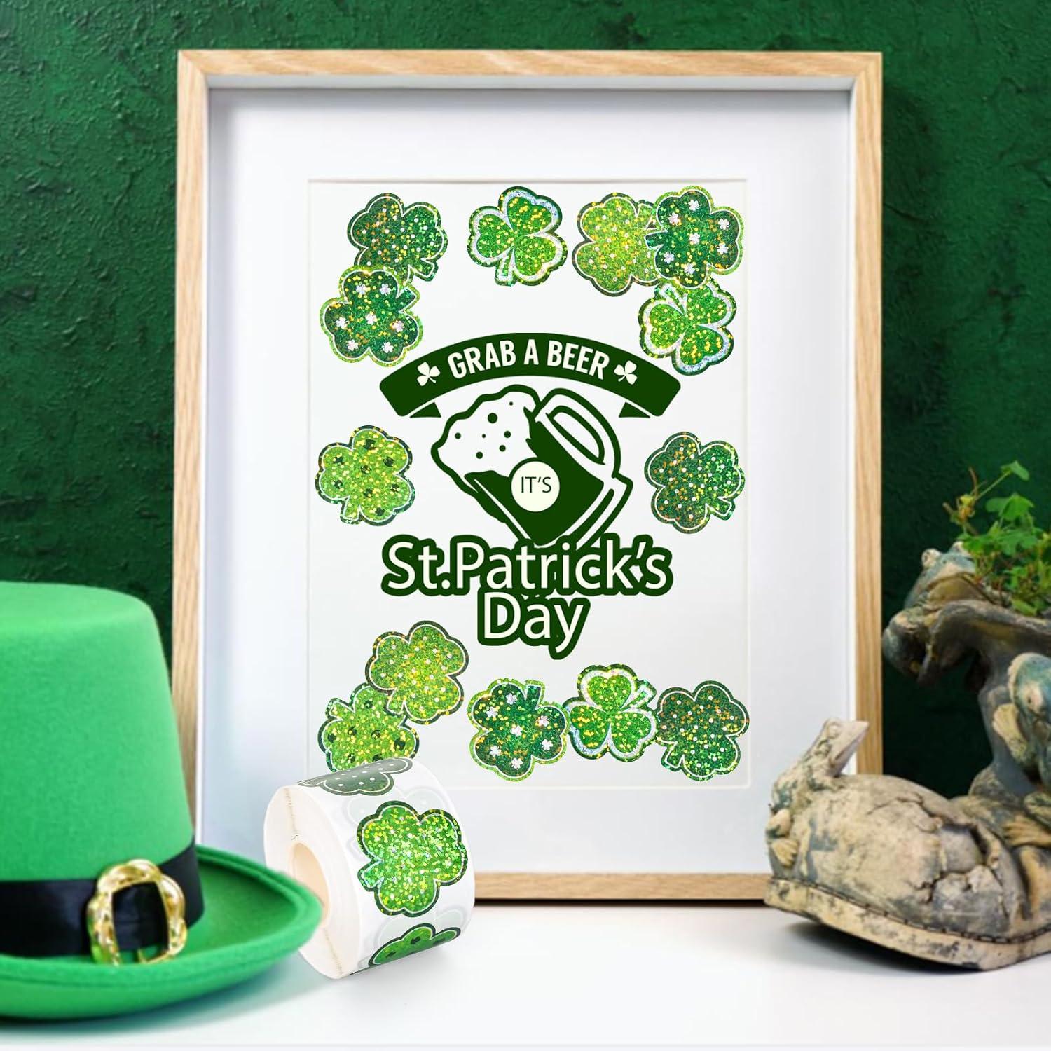 imageWhaline Fall Thanksgiving Pumpkin Stickers Roll Glitter Pumpkin Paper Decal 3 Color Sparkly Autumn SelfAdhesive Decorative Stickers for Envelope Journal Decor Party Supplies 500PcsShamrock 2