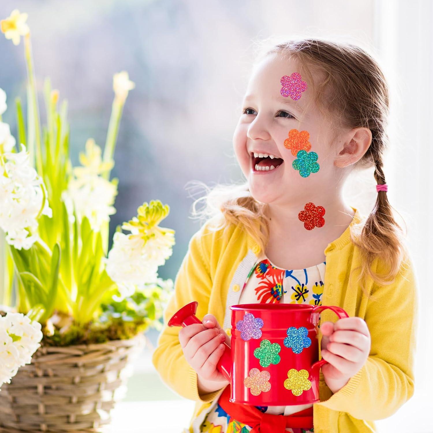 imageWhaline Fall Thanksgiving Pumpkin Stickers Roll Glitter Pumpkin Paper Decal 3 Color Sparkly Autumn SelfAdhesive Decorative Stickers for Envelope Journal Decor Party Supplies 500PcsFlower