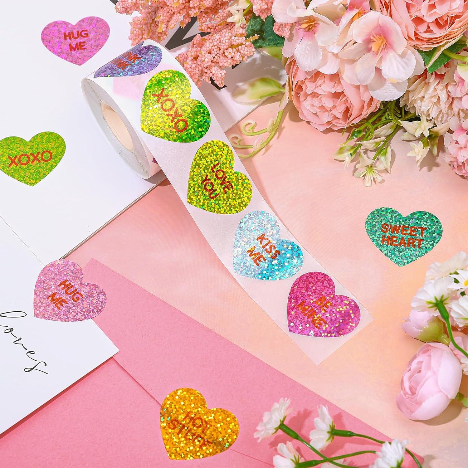 imageWhaline Fall Thanksgiving Pumpkin Stickers Roll Glitter Pumpkin Paper Decal 3 Color Sparkly Autumn SelfAdhesive Decorative Stickers for Envelope Journal Decor Party Supplies 500PcsConversation Heart