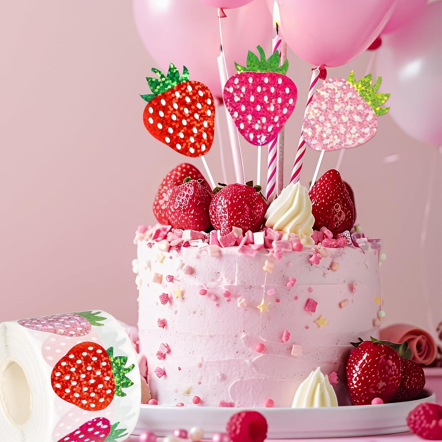 imageWhaline Fall Thanksgiving Pumpkin Stickers Roll Glitter Pumpkin Paper Decal 3 Color Sparkly Autumn SelfAdhesive Decorative Stickers for Envelope Journal Decor Party Supplies 500PcsStrawberry