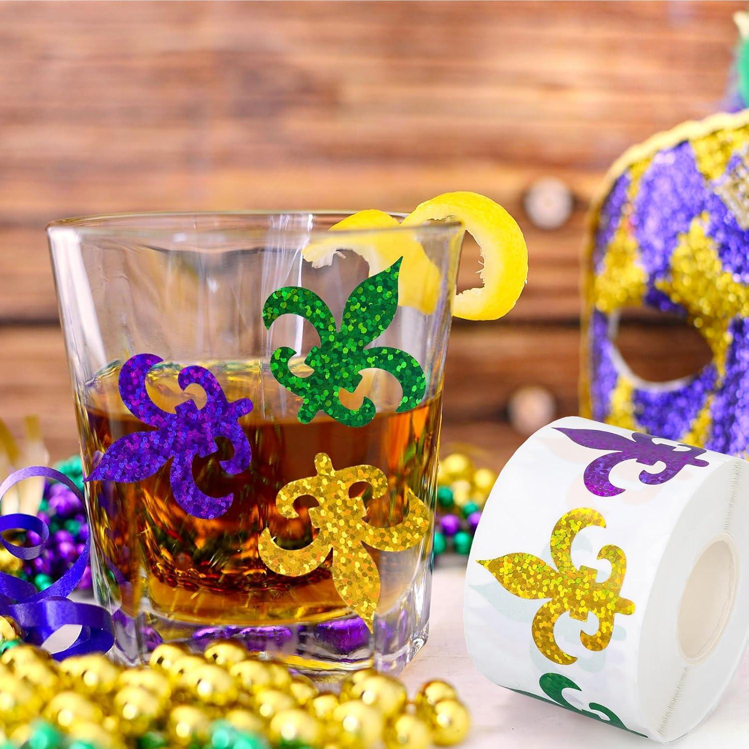 imageWhaline Fall Thanksgiving Pumpkin Stickers Roll Glitter Pumpkin Paper Decal 3 Color Sparkly Autumn SelfAdhesive Decorative Stickers for Envelope Journal Decor Party Supplies 500PcsMardi Gras