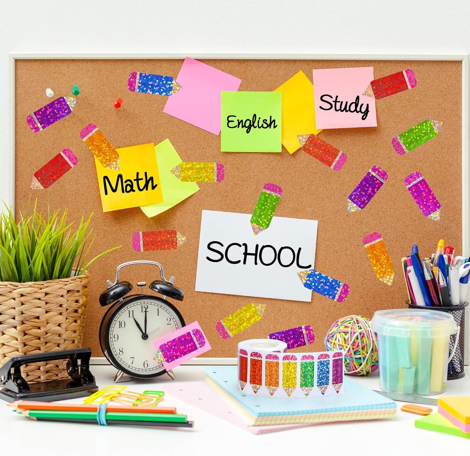 imageWhaline Fall Thanksgiving Pumpkin Stickers Roll Glitter Pumpkin Paper Decal 3 Color Sparkly Autumn SelfAdhesive Decorative Stickers for Envelope Journal Decor Party Supplies 500PcsPencil