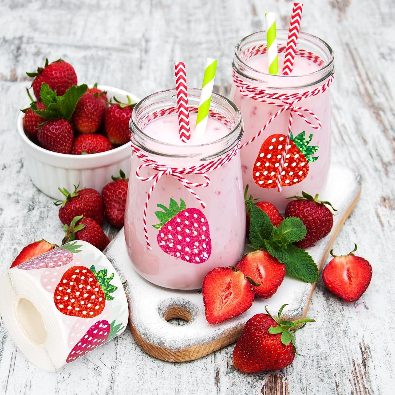 imageWhaline Fall Thanksgiving Pumpkin Stickers Roll Glitter Pumpkin Paper Decal 3 Color Sparkly Autumn SelfAdhesive Decorative Stickers for Envelope Journal Decor Party Supplies 500PcsStrawberry