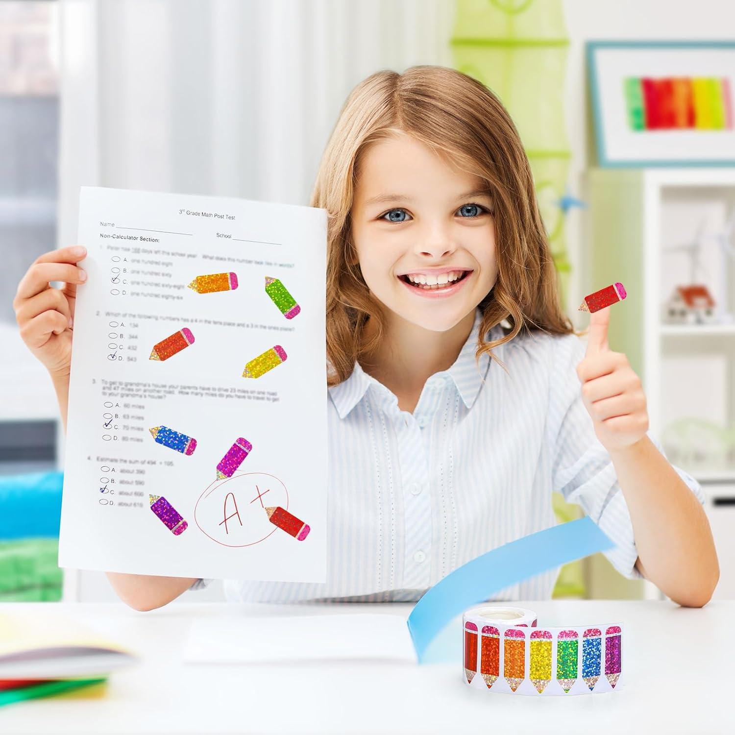 imageWhaline Fall Thanksgiving Pumpkin Stickers Roll Glitter Pumpkin Paper Decal 3 Color Sparkly Autumn SelfAdhesive Decorative Stickers for Envelope Journal Decor Party Supplies 500PcsPencil