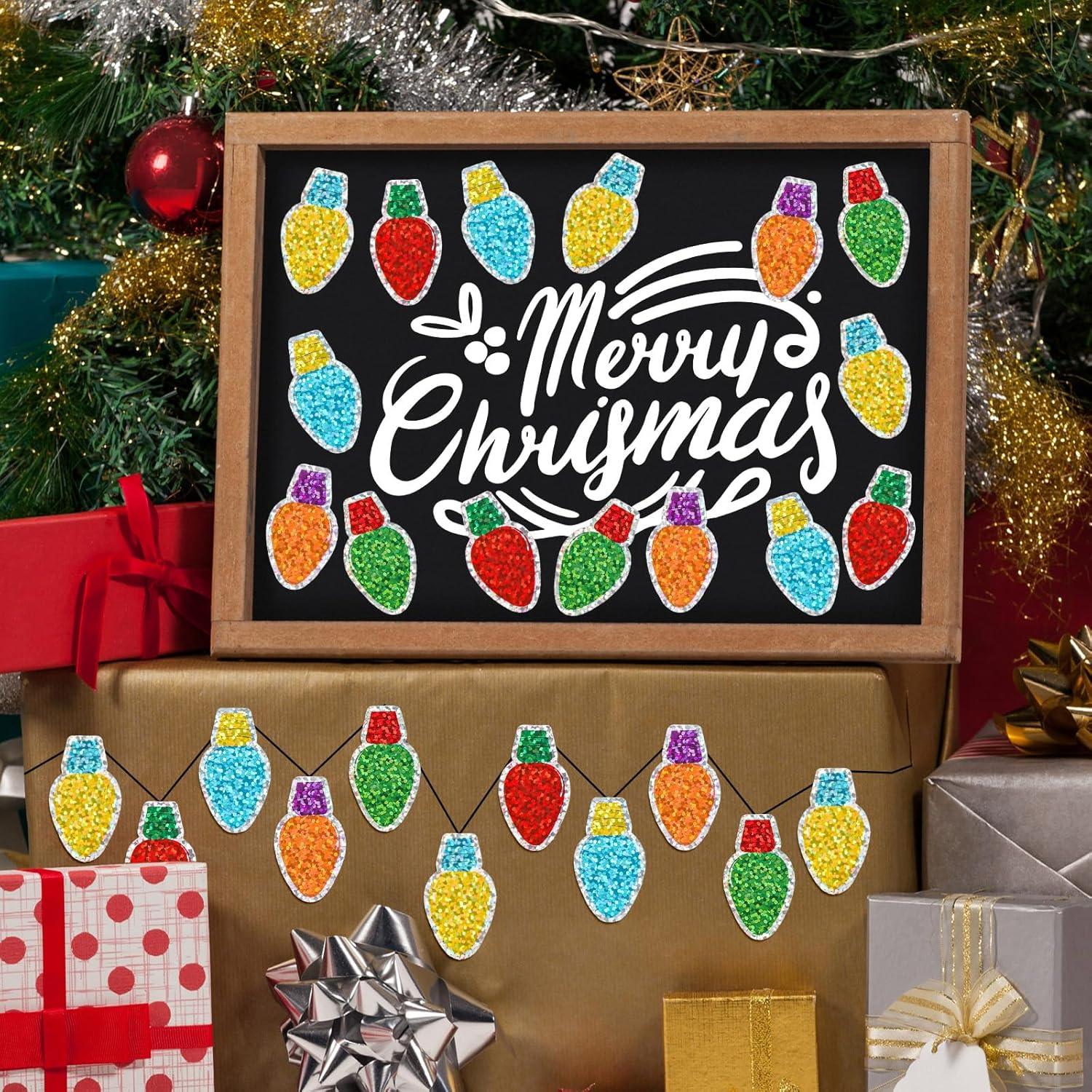 imageWhaline Fall Thanksgiving Pumpkin Stickers Roll Glitter Pumpkin Paper Decal 3 Color Sparkly Autumn SelfAdhesive Decorative Stickers for Envelope Journal Decor Party Supplies 500PcsChristmas Light Bulb