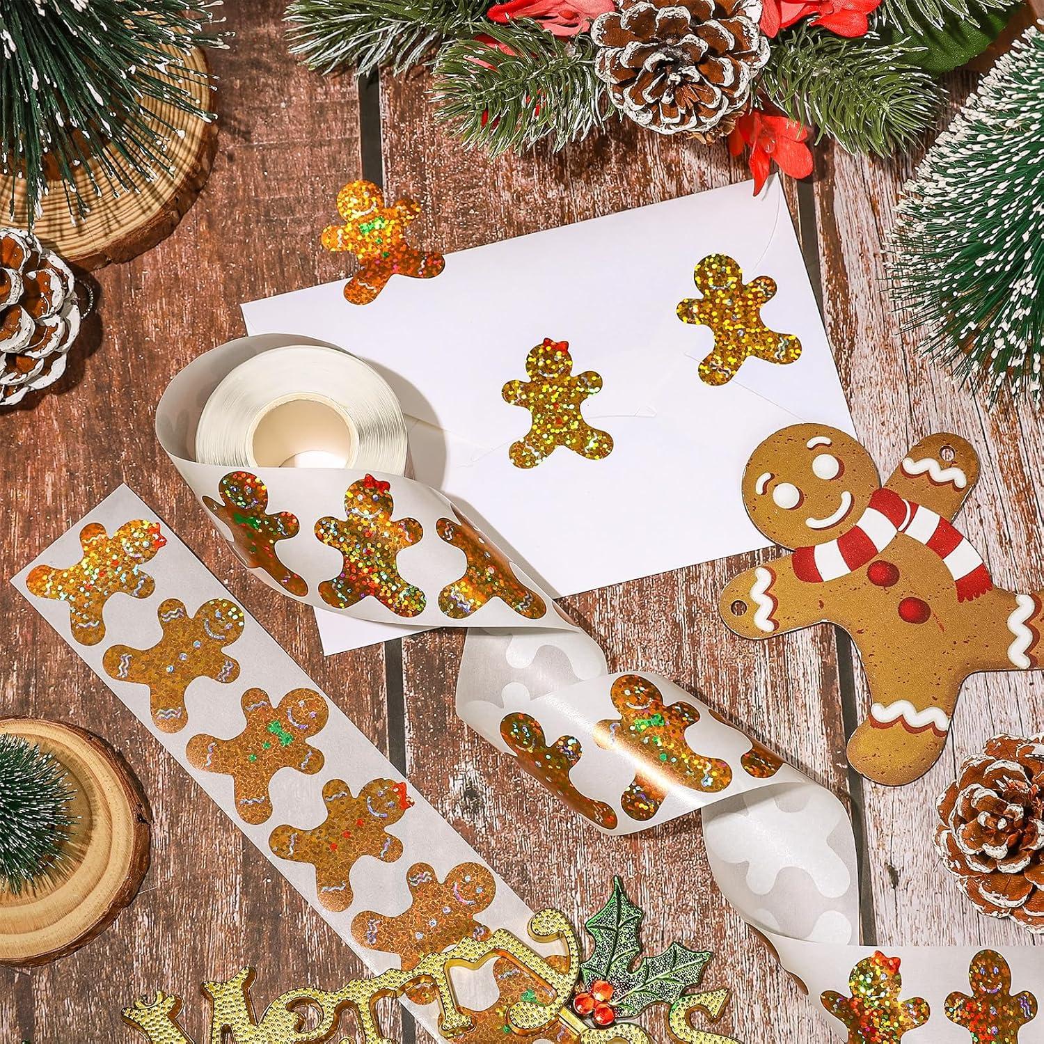 imageWhaline Fall Thanksgiving Pumpkin Stickers Roll Glitter Pumpkin Paper Decal 3 Color Sparkly Autumn SelfAdhesive Decorative Stickers for Envelope Journal Decor Party Supplies 500PcsGingerbread Man