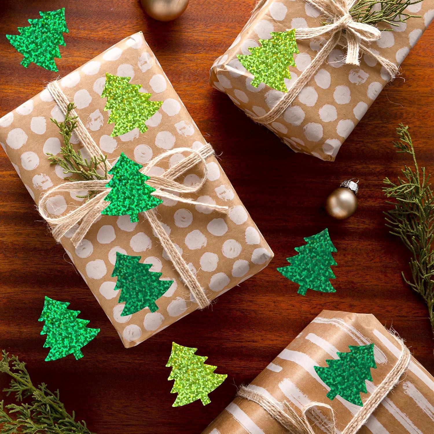 imageWhaline Fall Thanksgiving Pumpkin Stickers Roll Glitter Pumpkin Paper Decal 3 Color Sparkly Autumn SelfAdhesive Decorative Stickers for Envelope Journal Decor Party Supplies 500PcsChristmas Tree